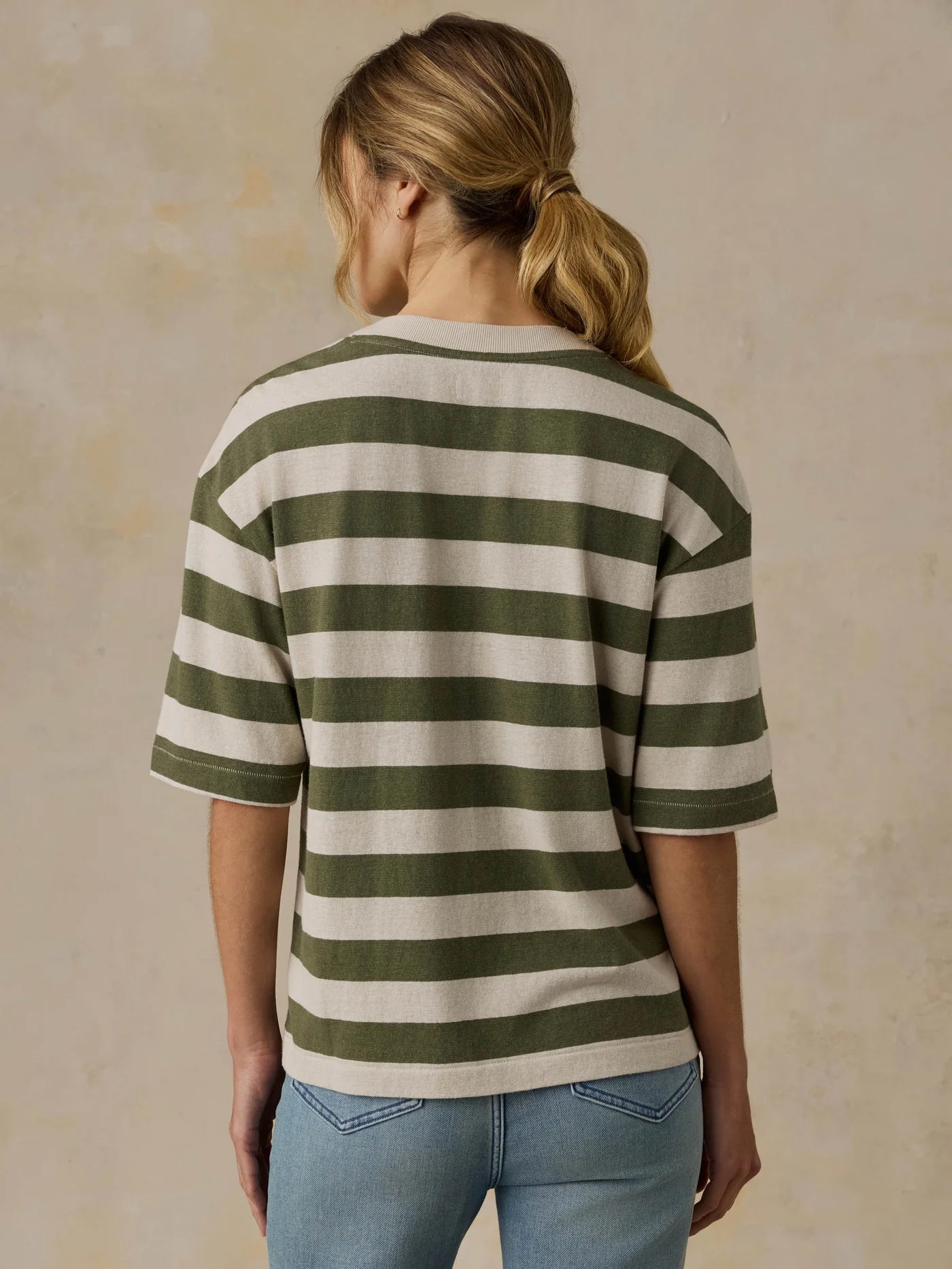 Hemp Blend Vintage Tee - Olive Stripe