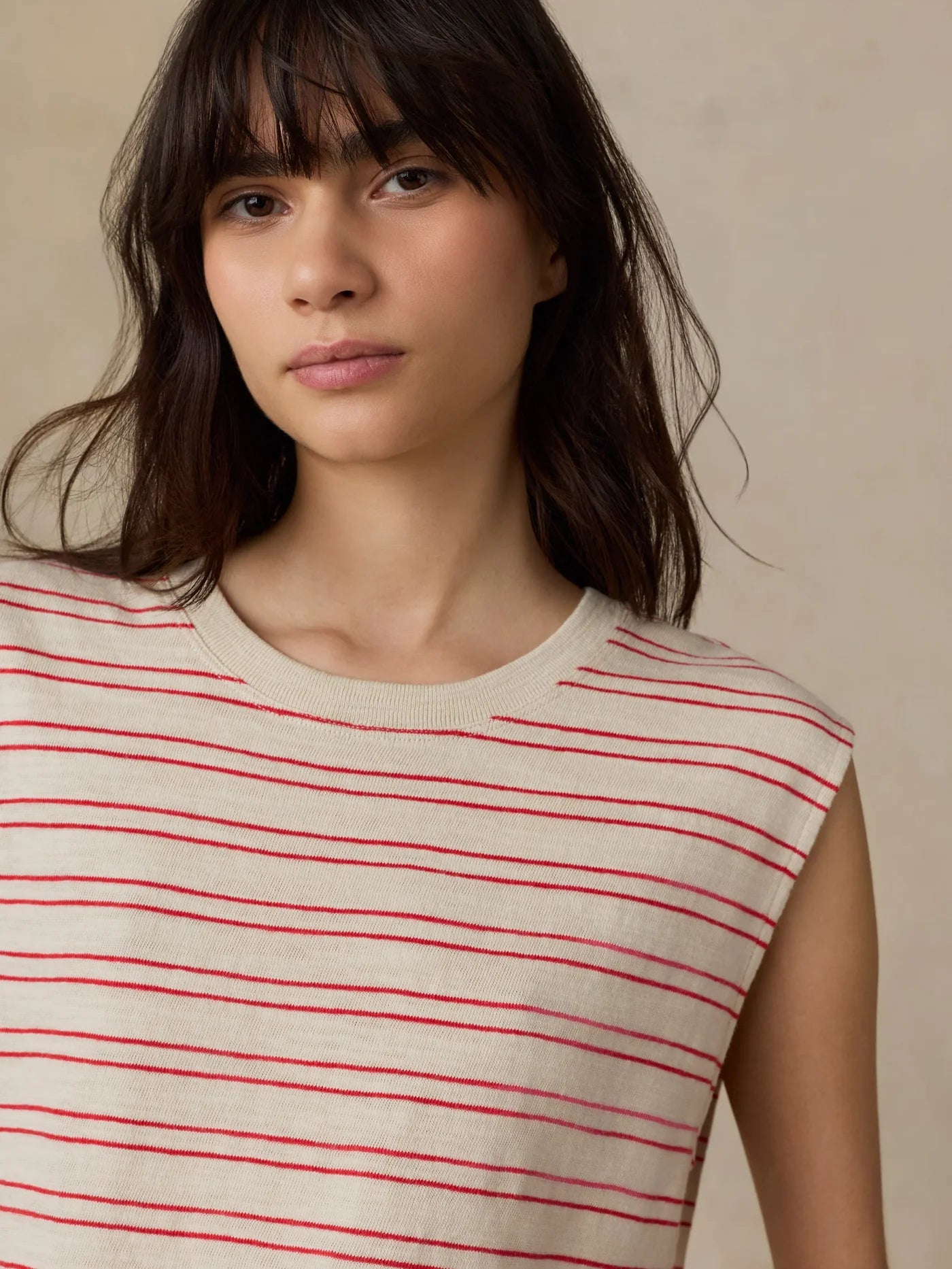 Sunwashed Slub Muscle Tank - Summer Sand Stripe