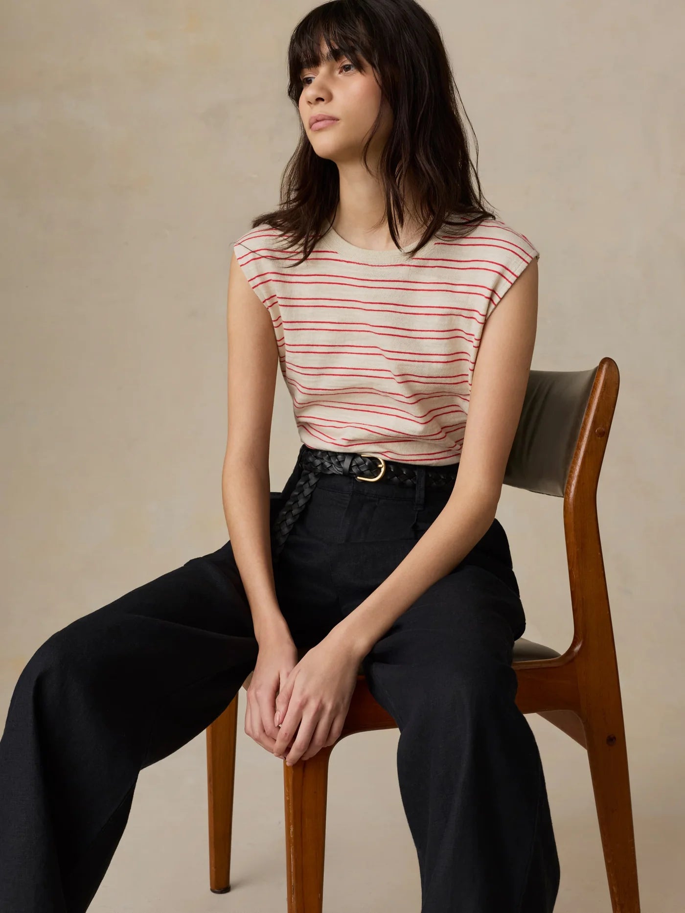 Sunwashed Slub Muscle Tank - Summer Sand Stripe