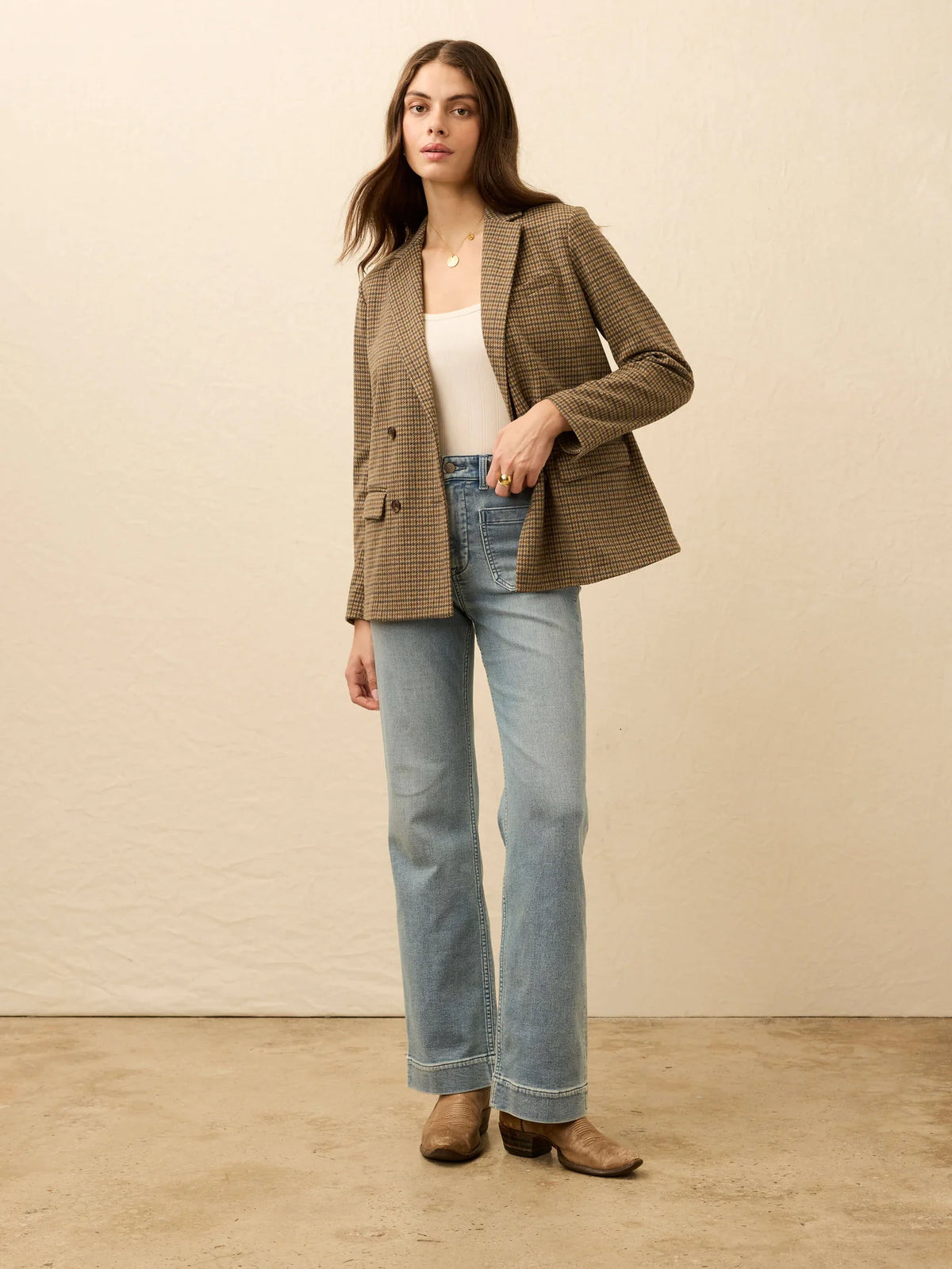 Inlet Knit Double Breasted Blazer - Rockhill Houndstooth