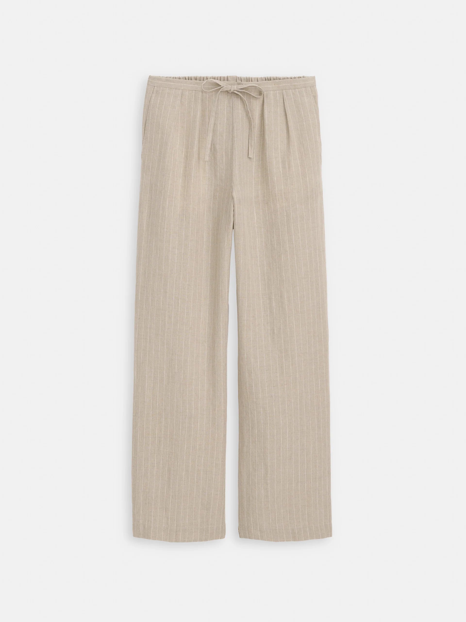 Hudson Pinstripe Pant in Linen - Flax/Ivory Stripe