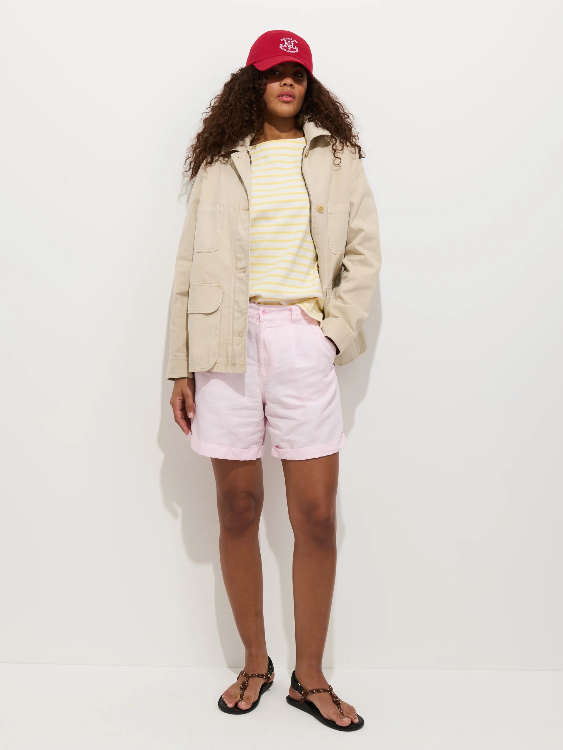 Lucie Short in Linen Cotton - Light Pink