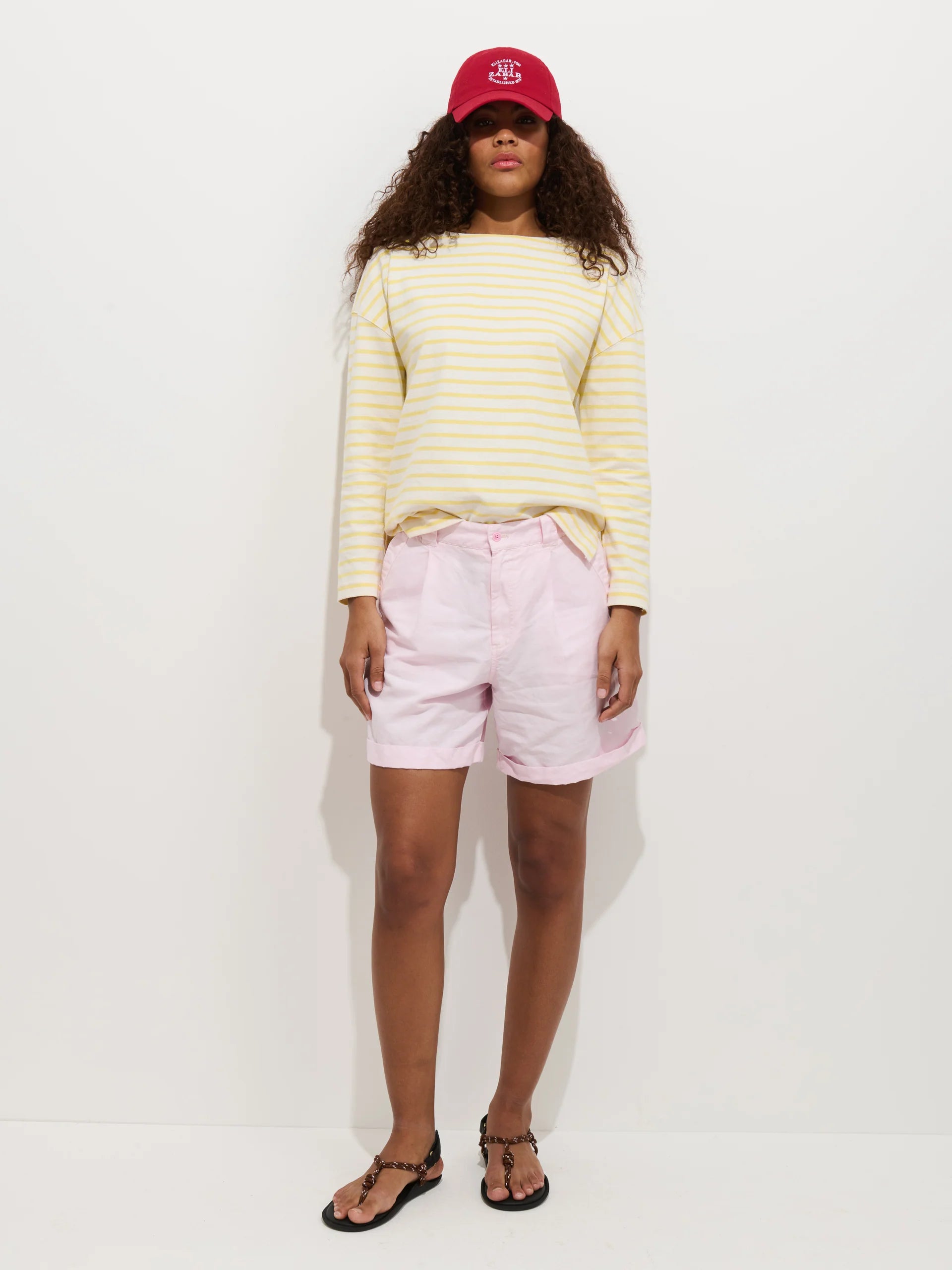 Lucie Short in Linen Cotton - Light Pink