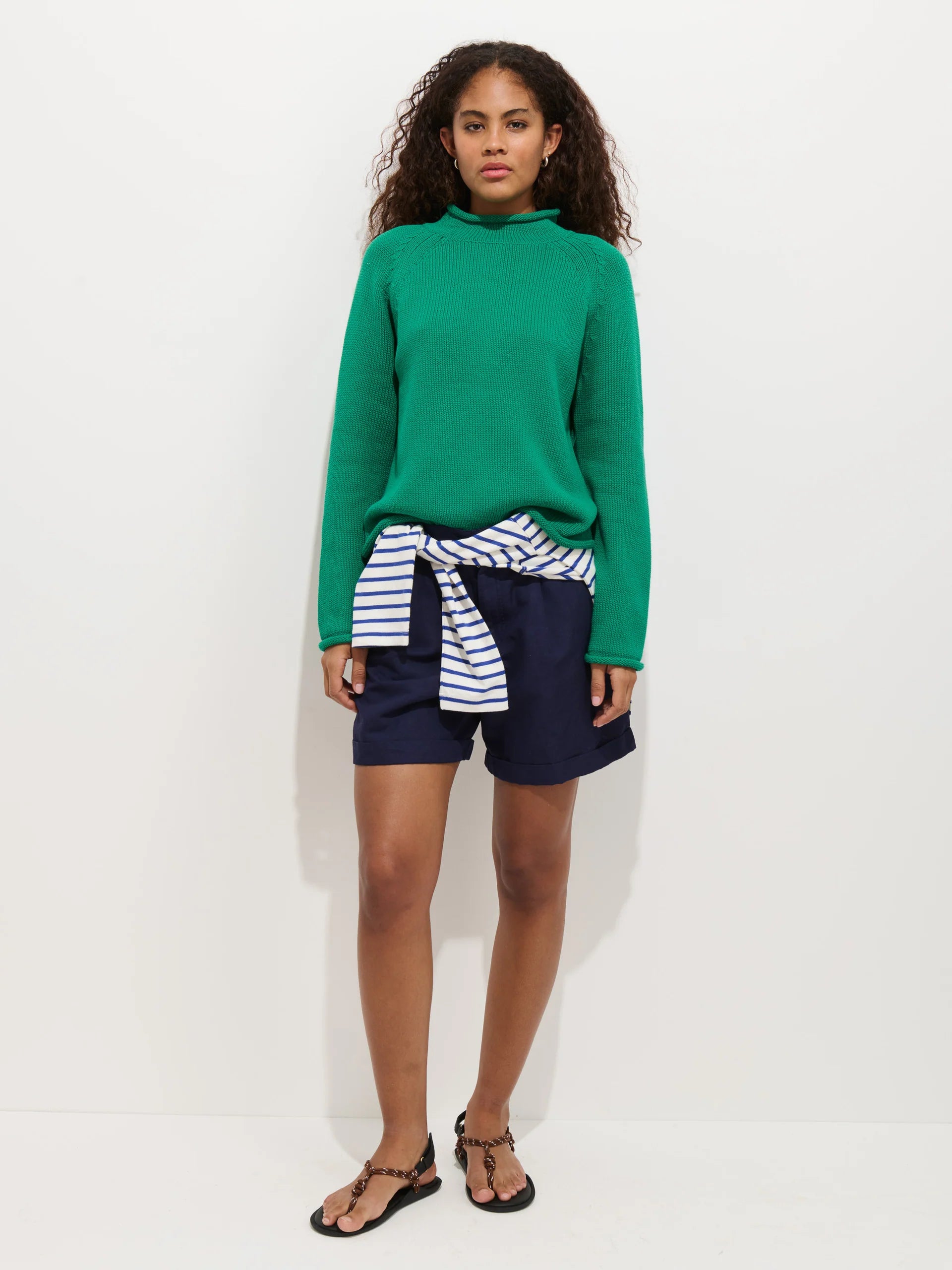Lucie Short in Linen Cotton - Navy Night