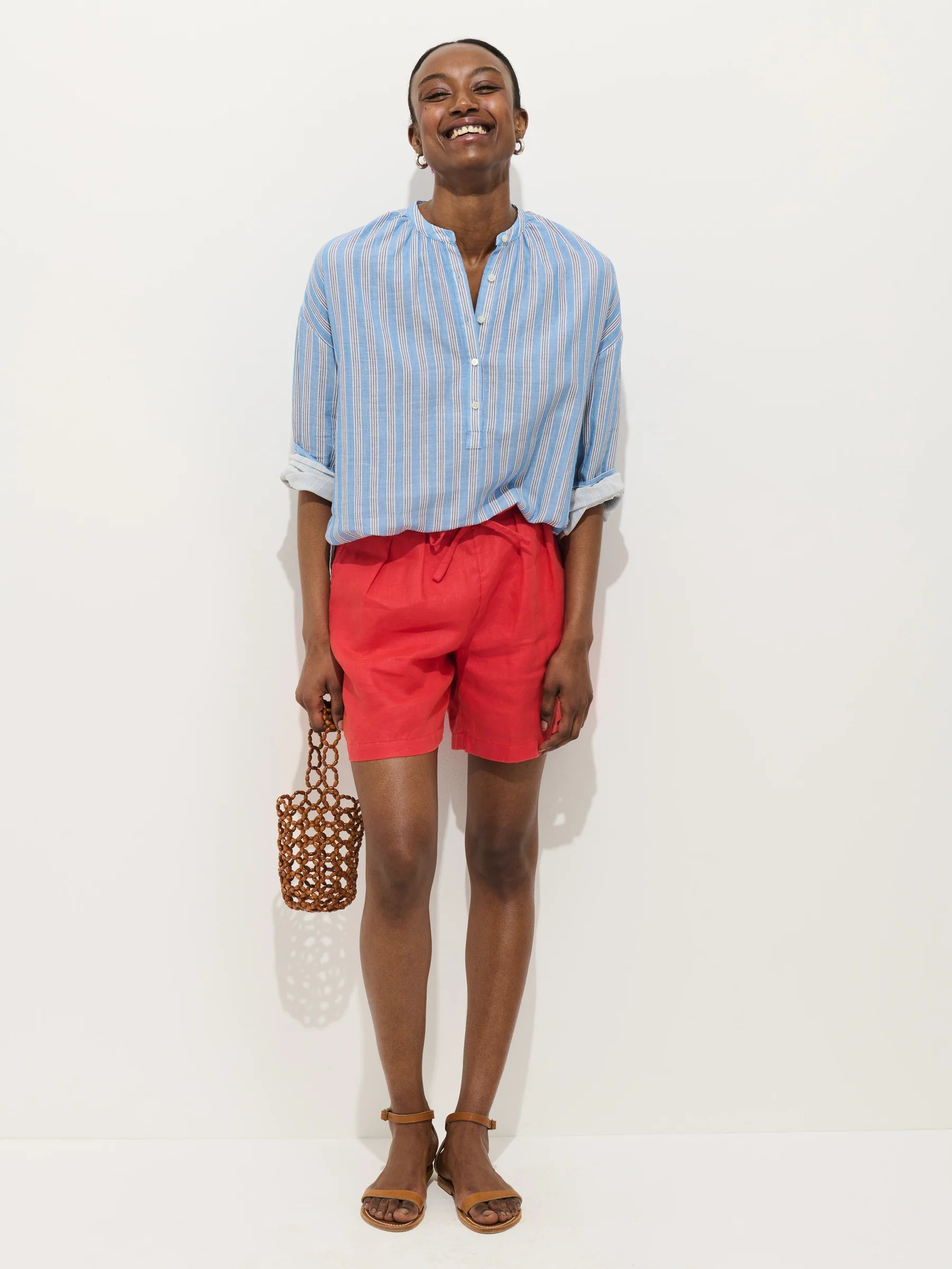 Hudson Short in Linen - Chili