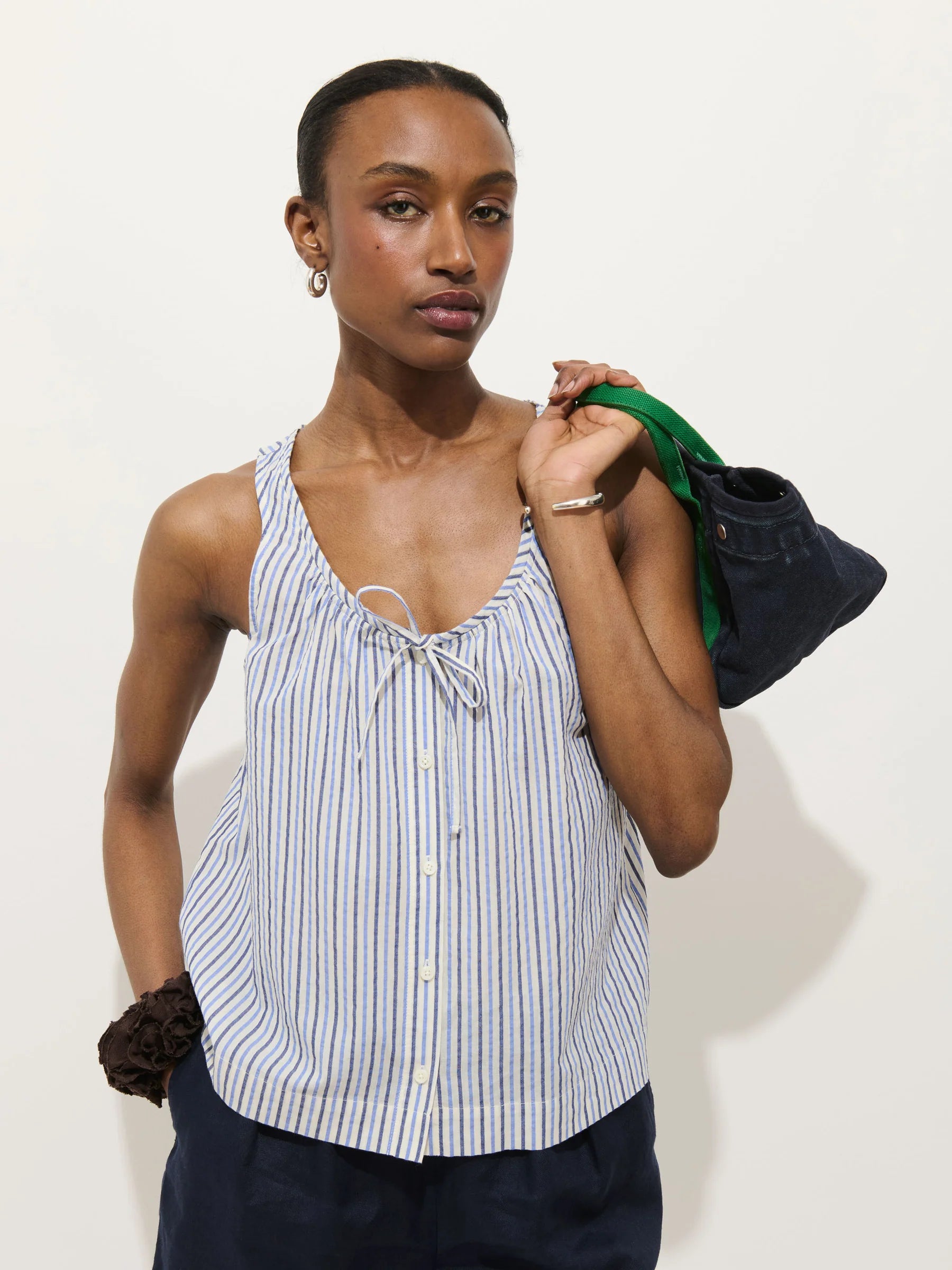 Sidney Stripe Top In Seersucker - Blue Multi Stripe