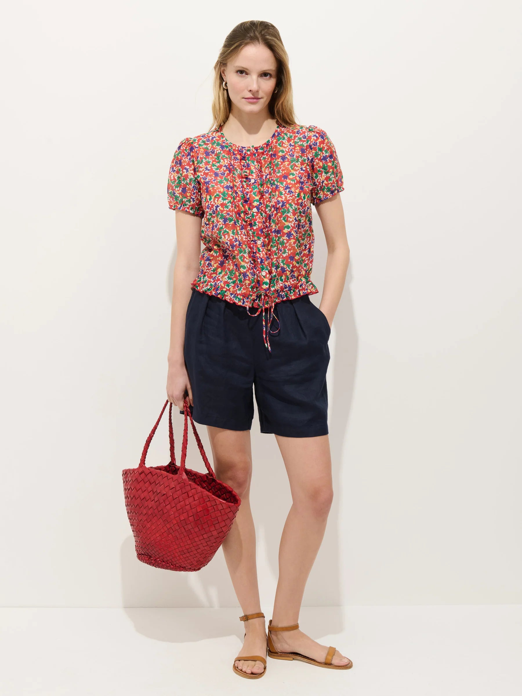 Hudson Short in Linen - Dark Navy