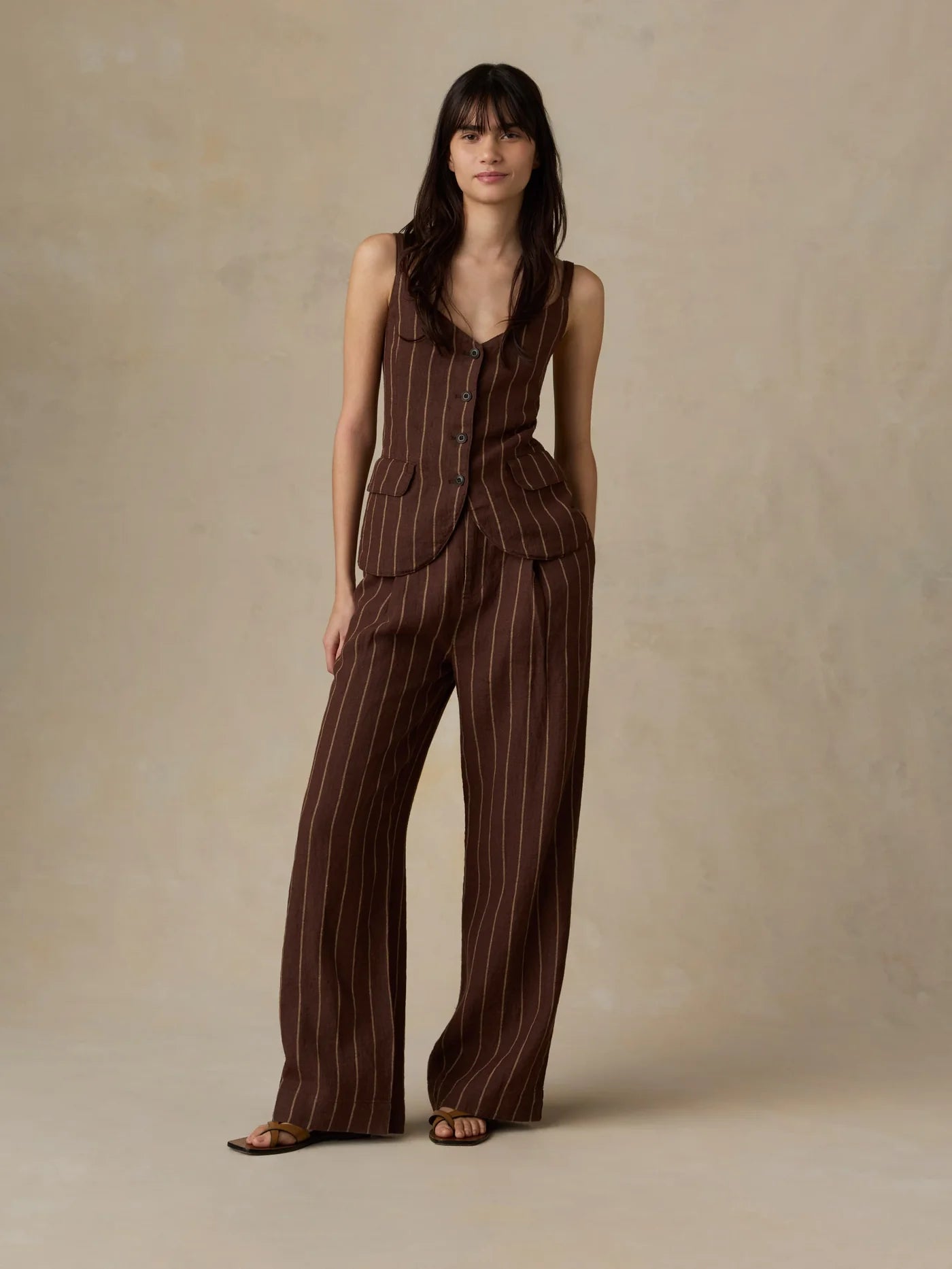 Sun Strider Linen Milo Vest - Harbor Line Stripe