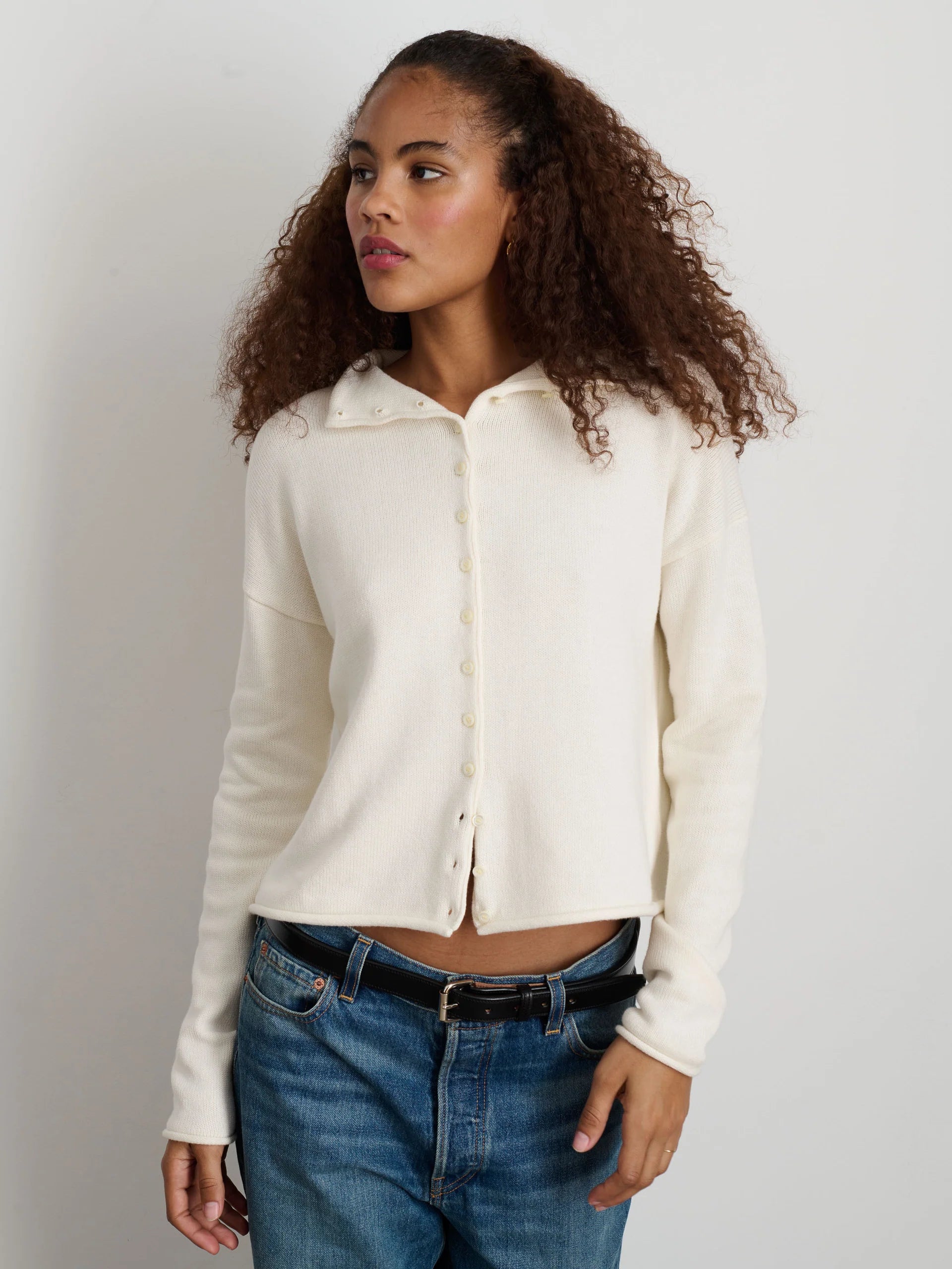 Taylor Cardigan in Cotton Cashmere - Ivory