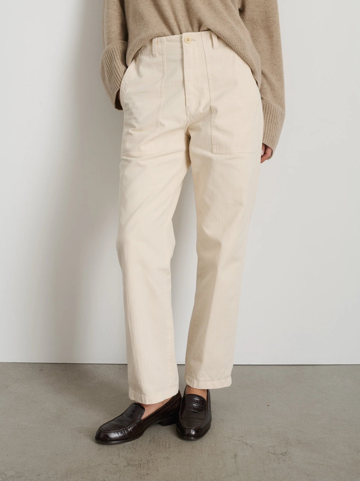 Neil Pant in Herringbone - Ecru