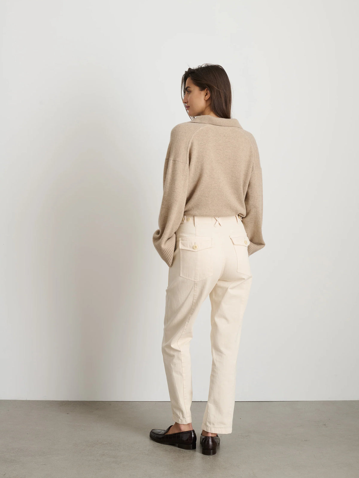 Neil Pant in Herringbone - Ecru