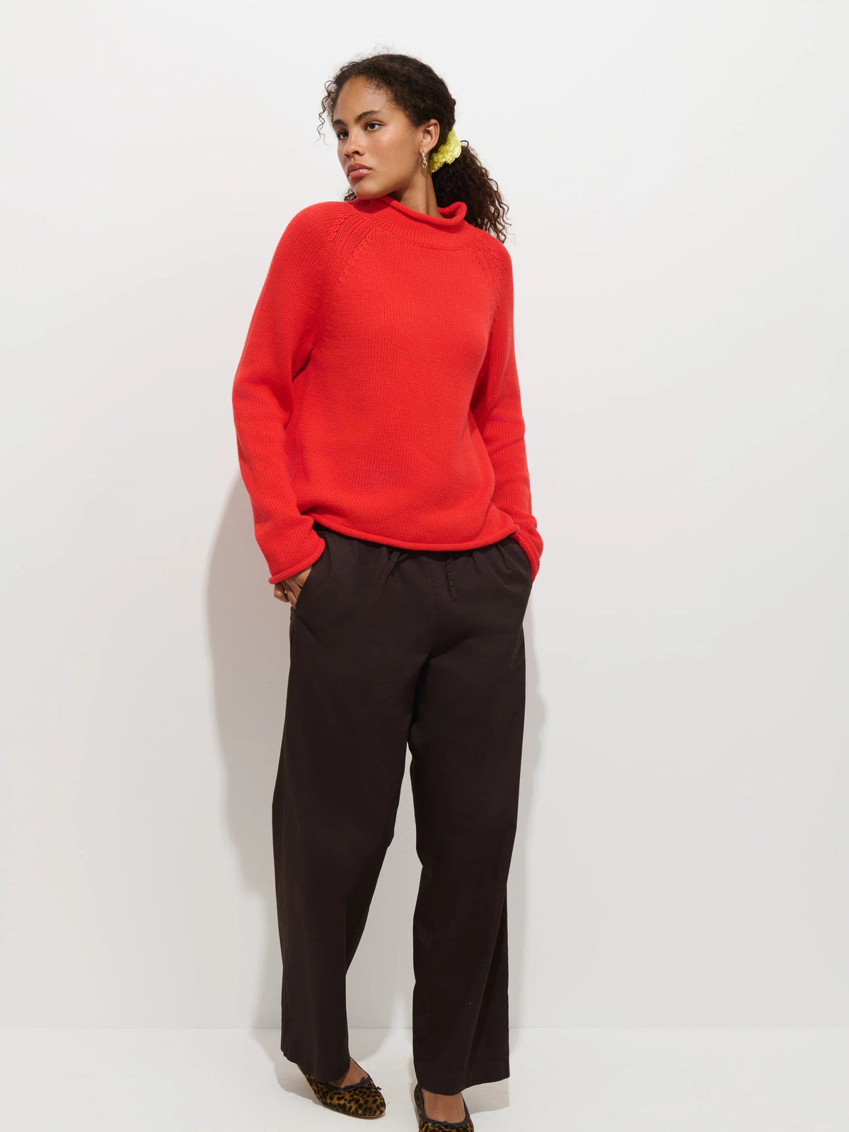 Eastport Rollneck in Cotton - Roma Tomato
