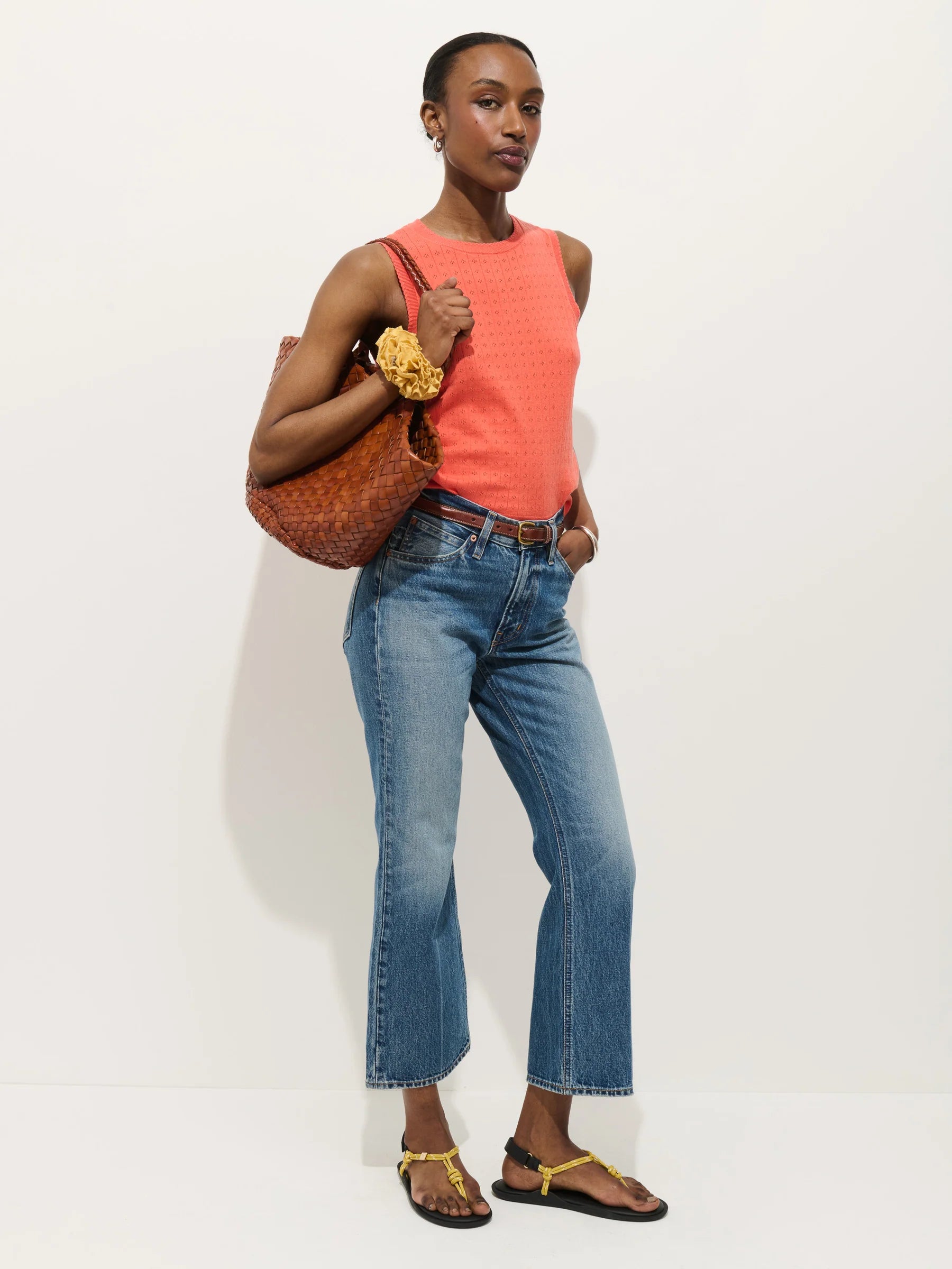 Odette Sweater Tank In Cotton Cashmere - Coral