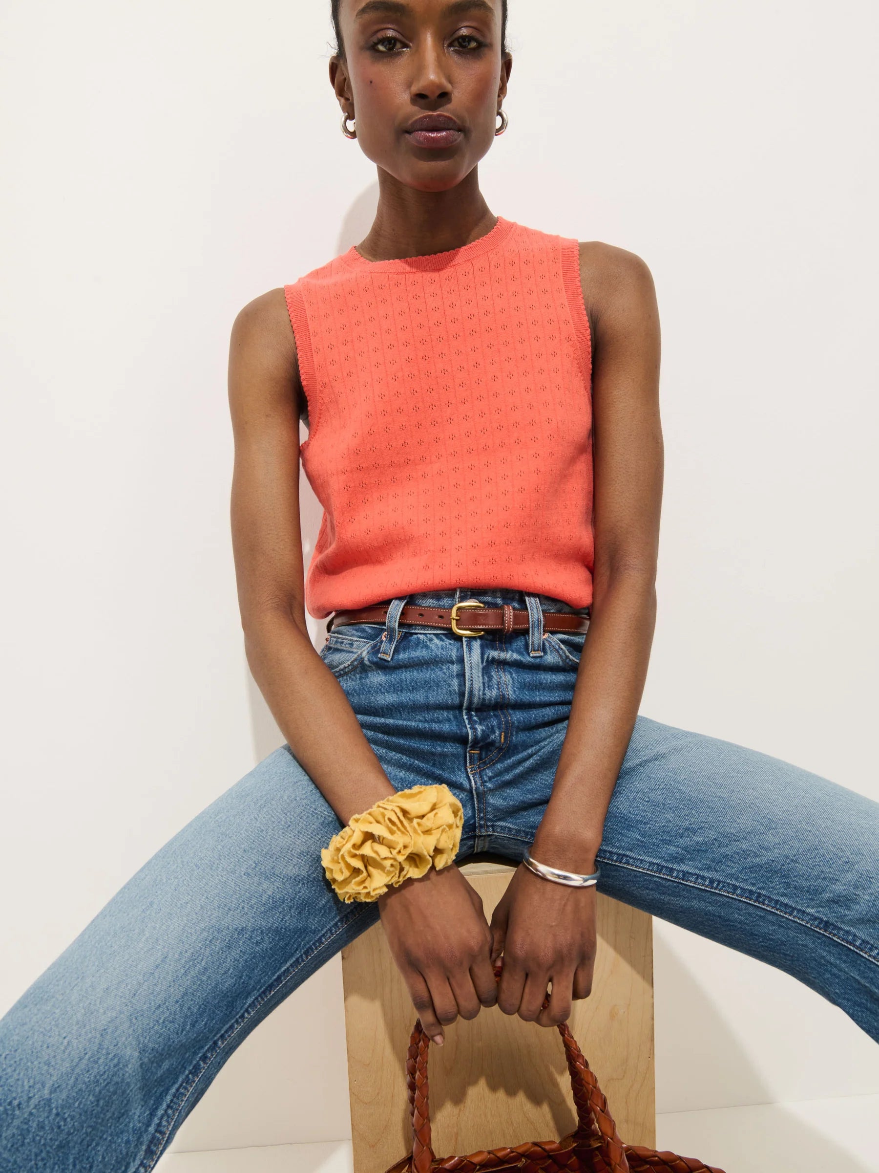 Odette Sweater Tank In Cotton Cashmere - Coral