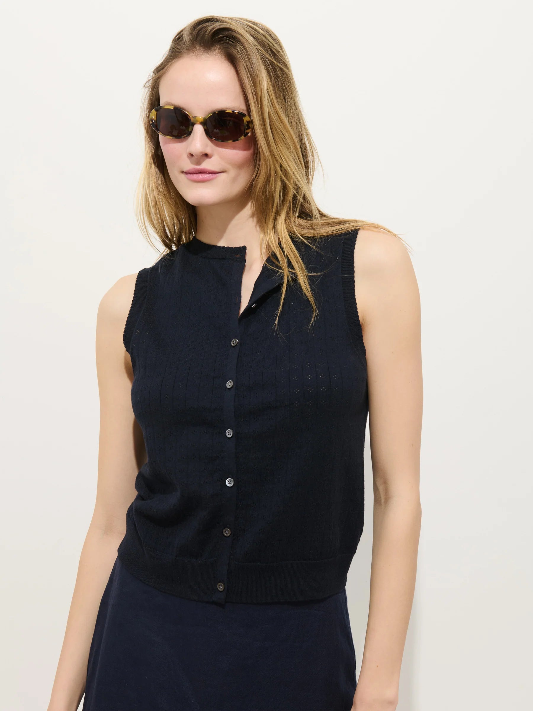 Odette Sweater Tank In Cotton Cashmere - Navy