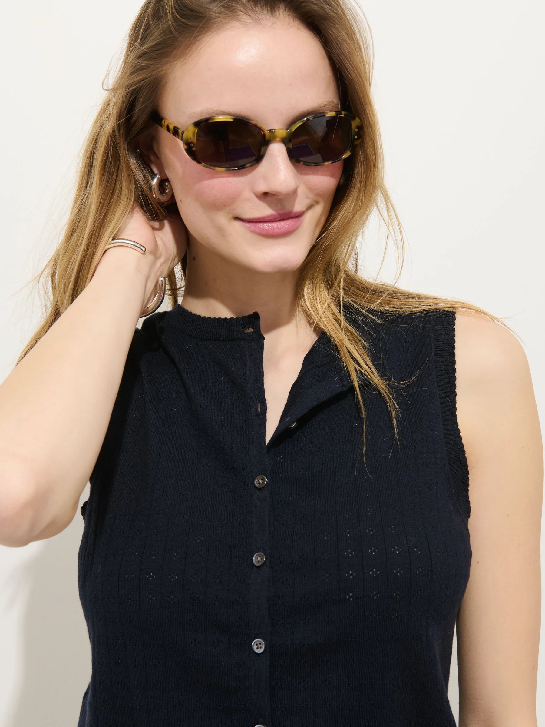 Odette Sweater Tank In Cotton Cashmere - Navy
