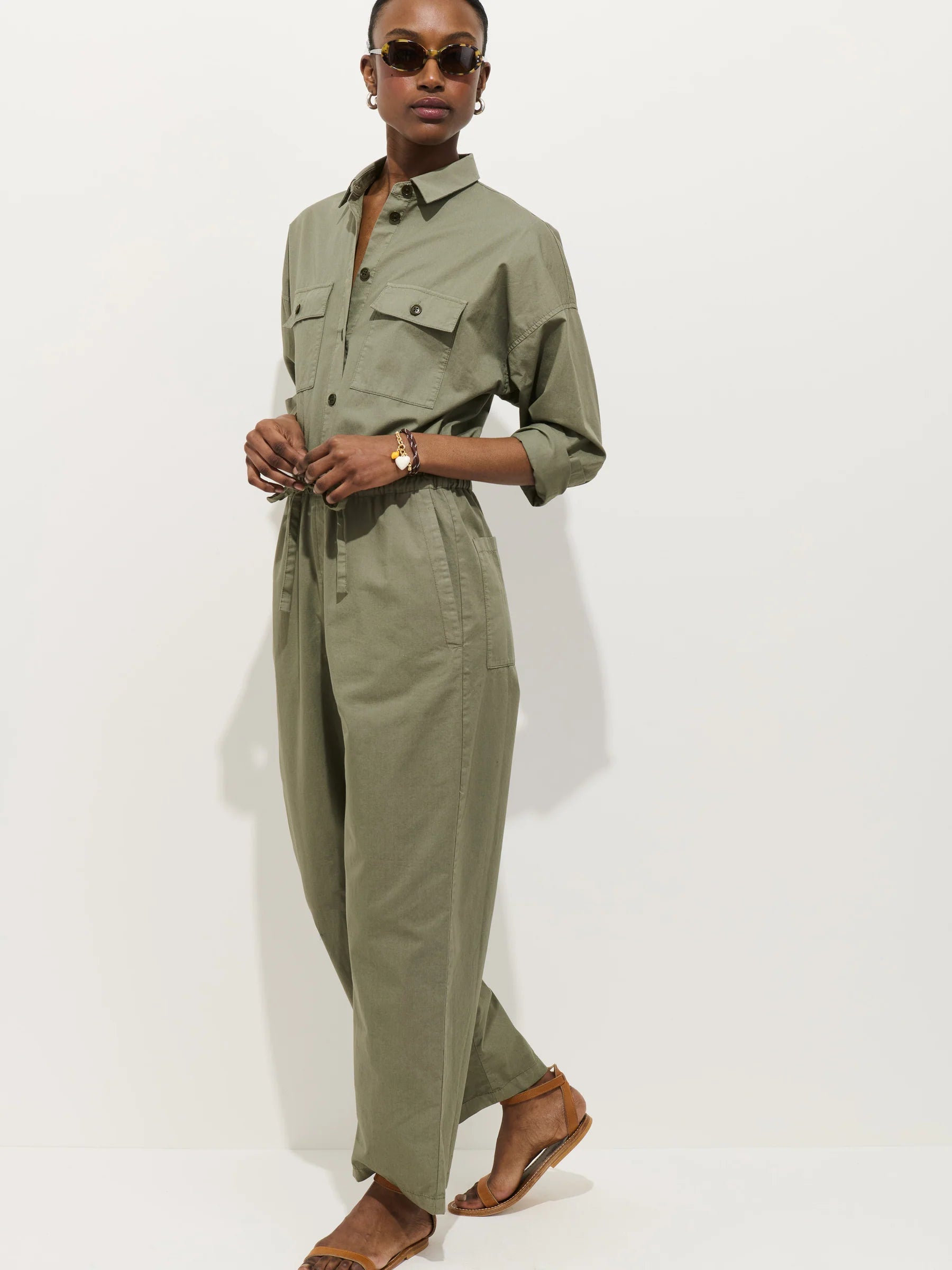 Delancey Jumpsuit in Summer Twill - Vintage Olive