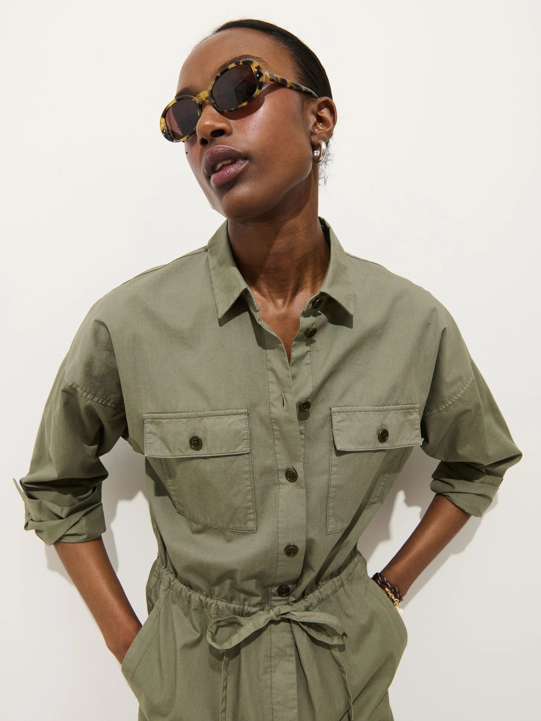 Delancey Jumpsuit in Summer Twill - Vintage Olive