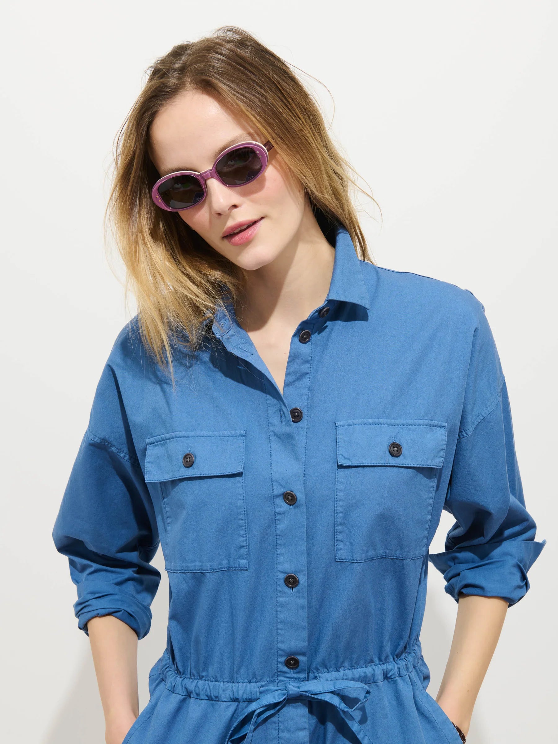 Ricard Jumpsuit in Summer Twill - Washed Cobalt