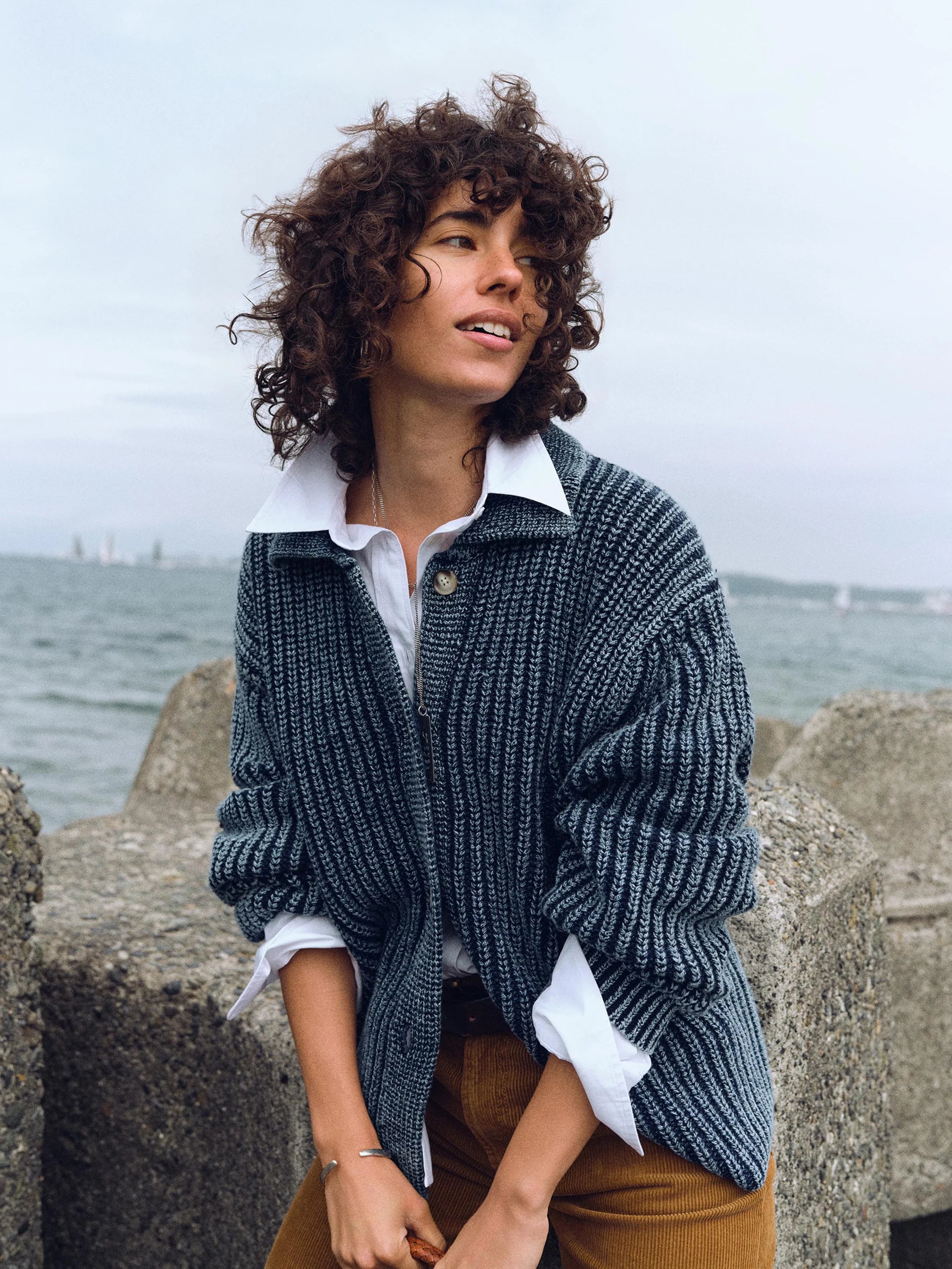 Sunwashed Indigo Cotton Lodge Cardigan - Midnight Indigo Wash