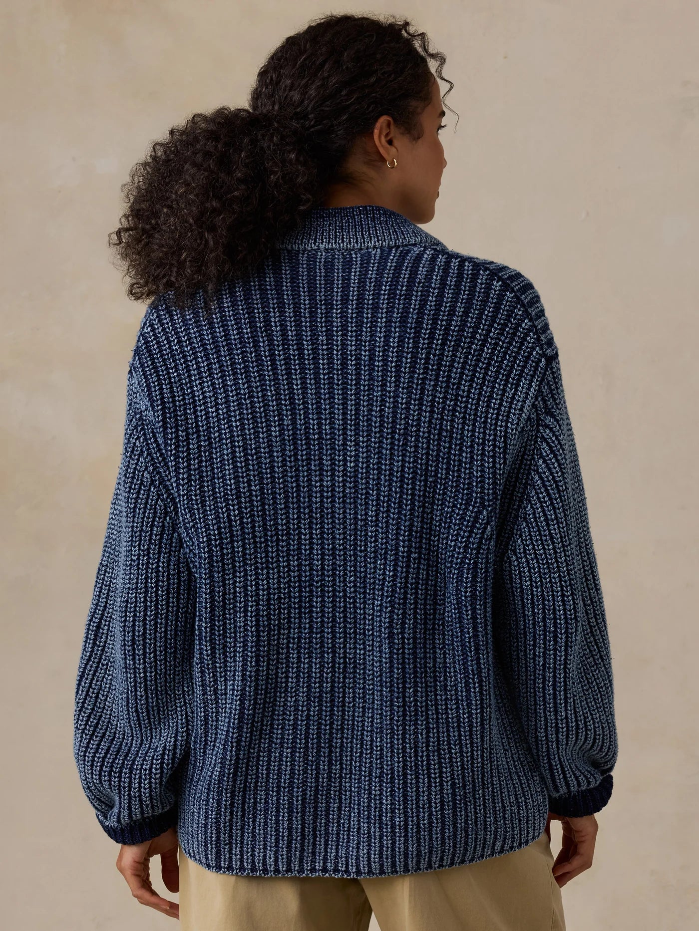 Sunwashed Indigo Cotton Lodge Cardigan - Midnight Indigo Wash