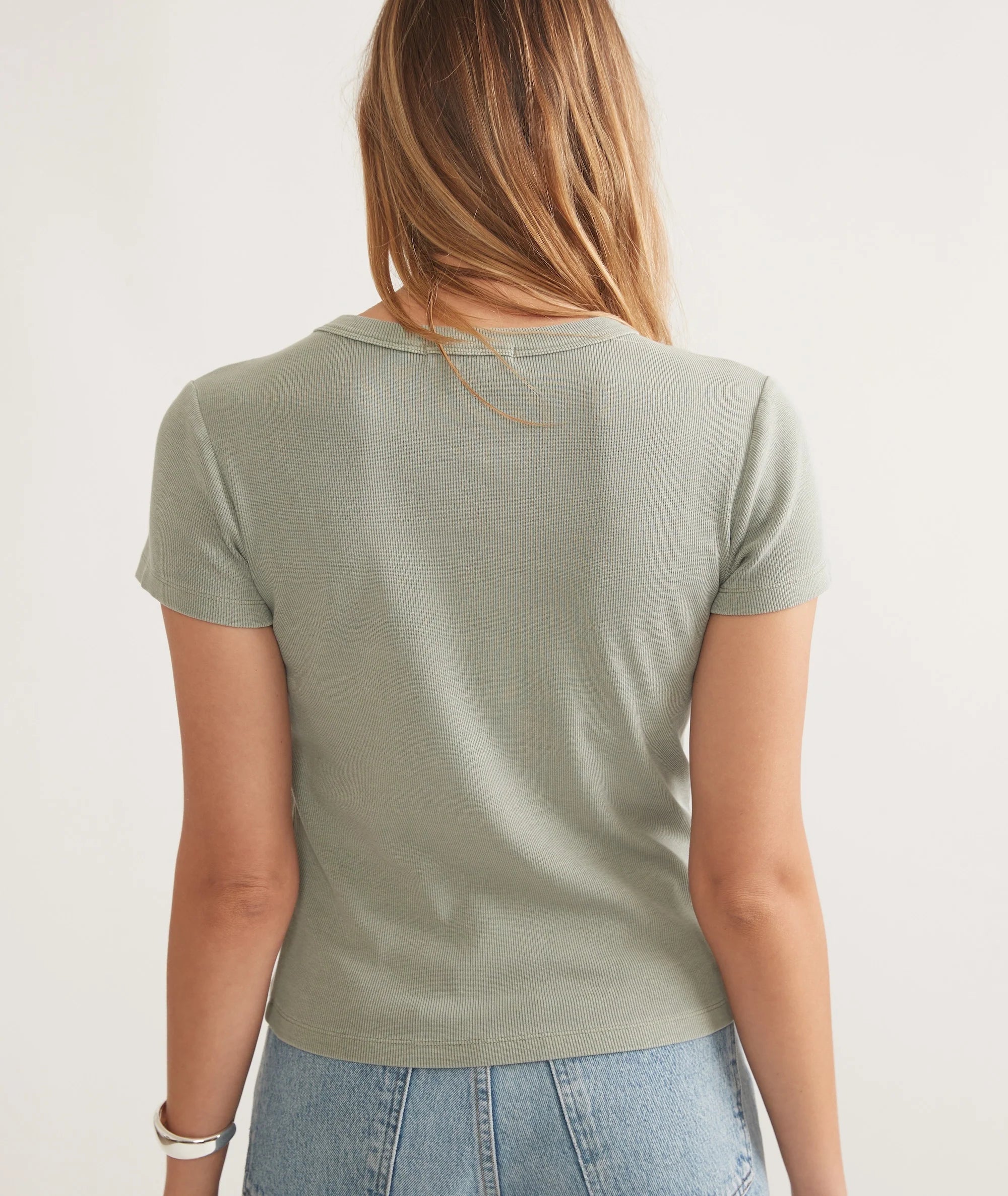 Lexi Rib Sun-In Crew Tee - Faded Olive