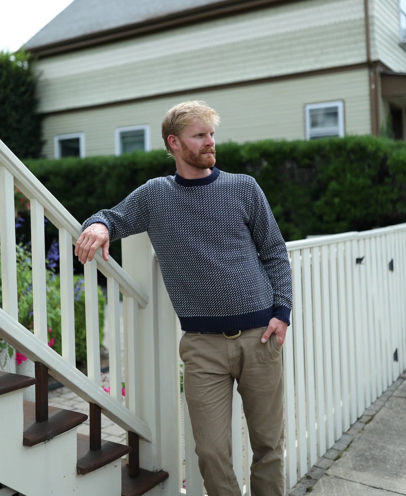 Sakonnet Birdseye Crewneck Pullover - Navy/Natural