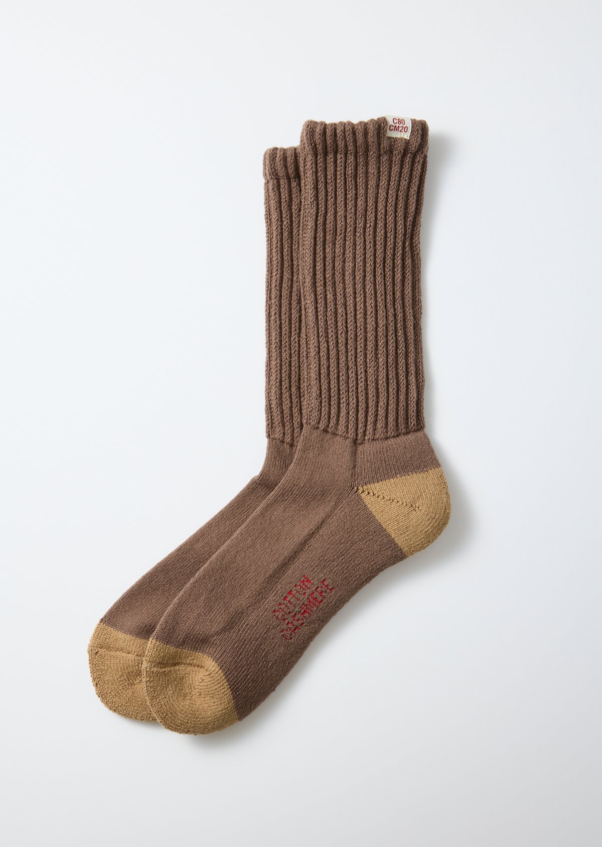 Everyday Cashmere Loose Pile Crew Socks - Taupe/Khaki
