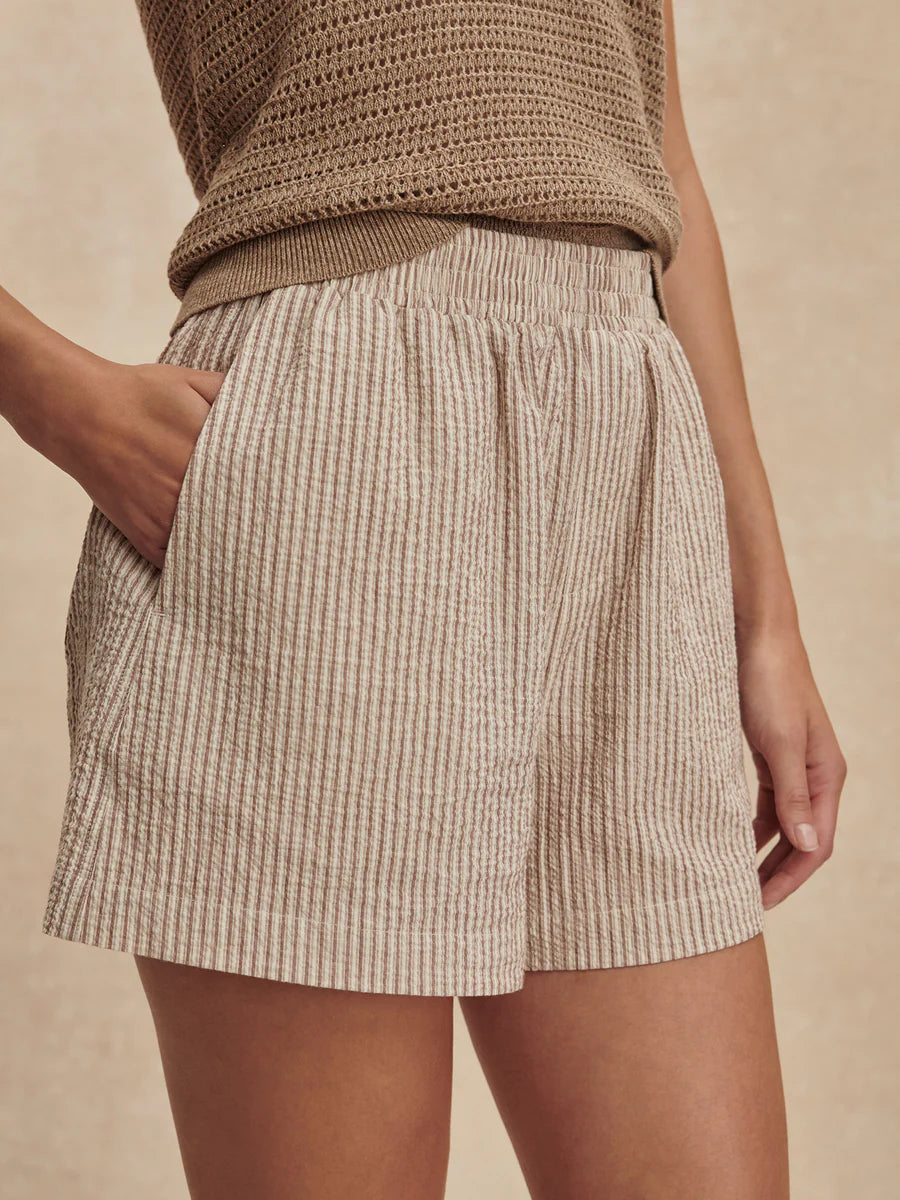 Darina Short 4" - Birch Taupe Stripe