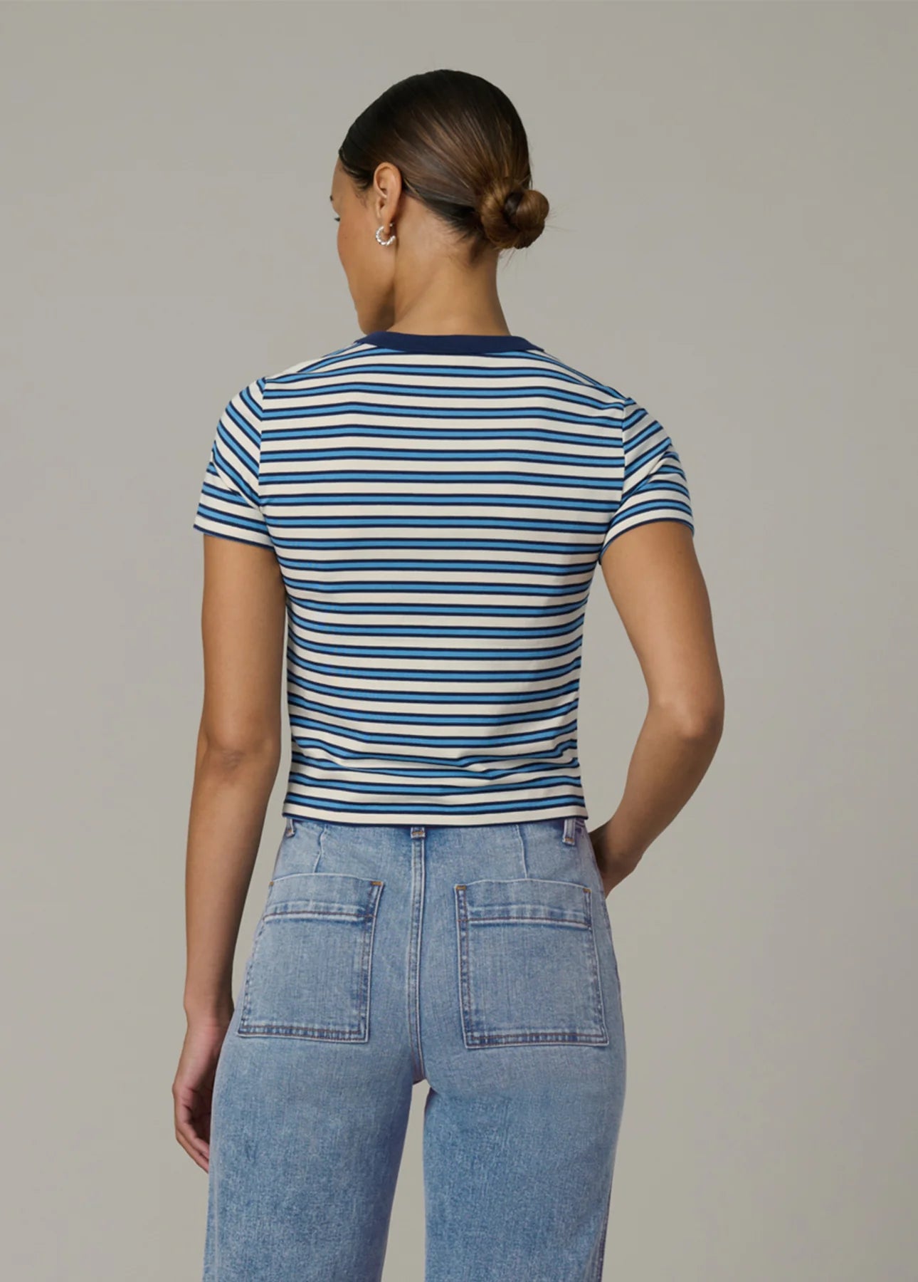 The Baby Tee - Ecru/Azure Stripe