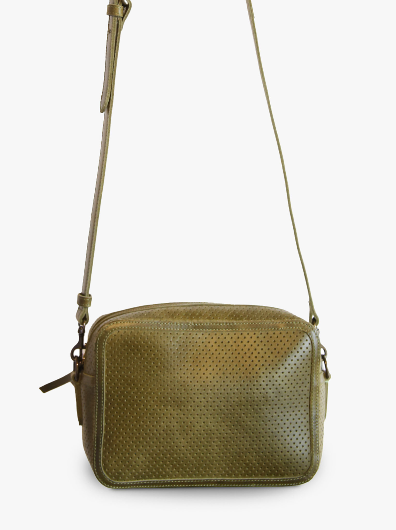 Medium Perforated Zipper Crossbody