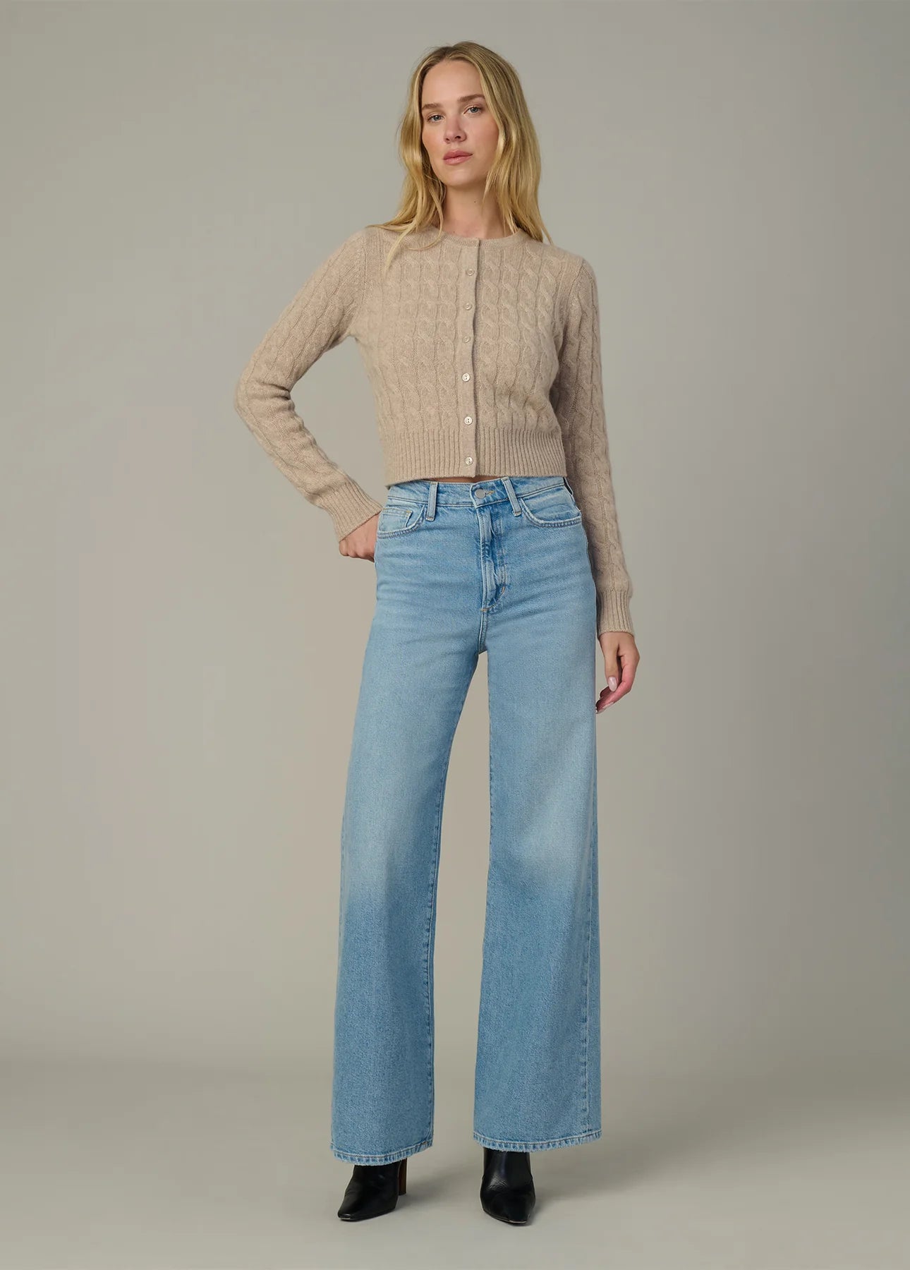 The Cable Dani Cashmere Cardigan - Oatmeal