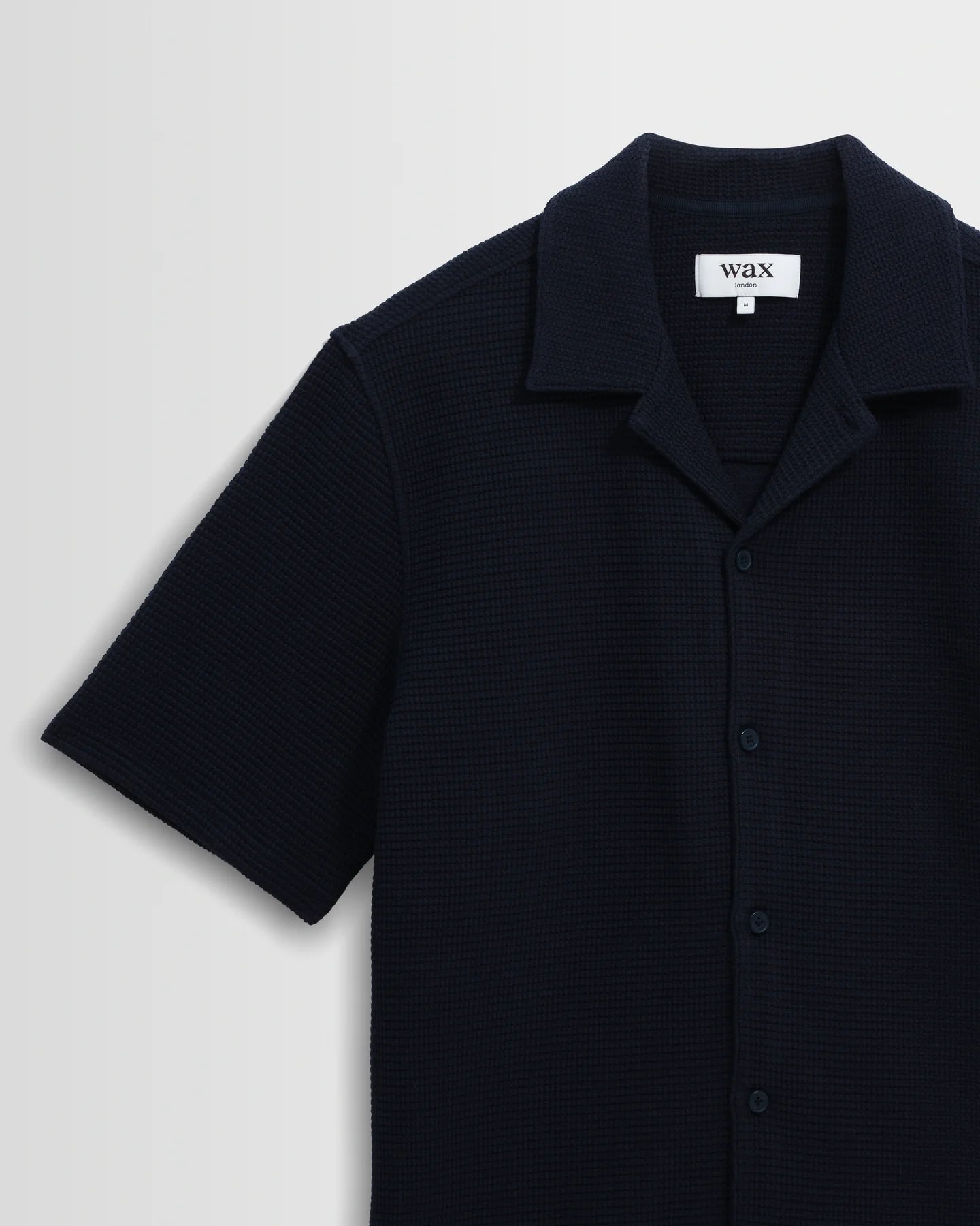 Clayland - Navy Textured Waffle Short-Sleeve Shirt