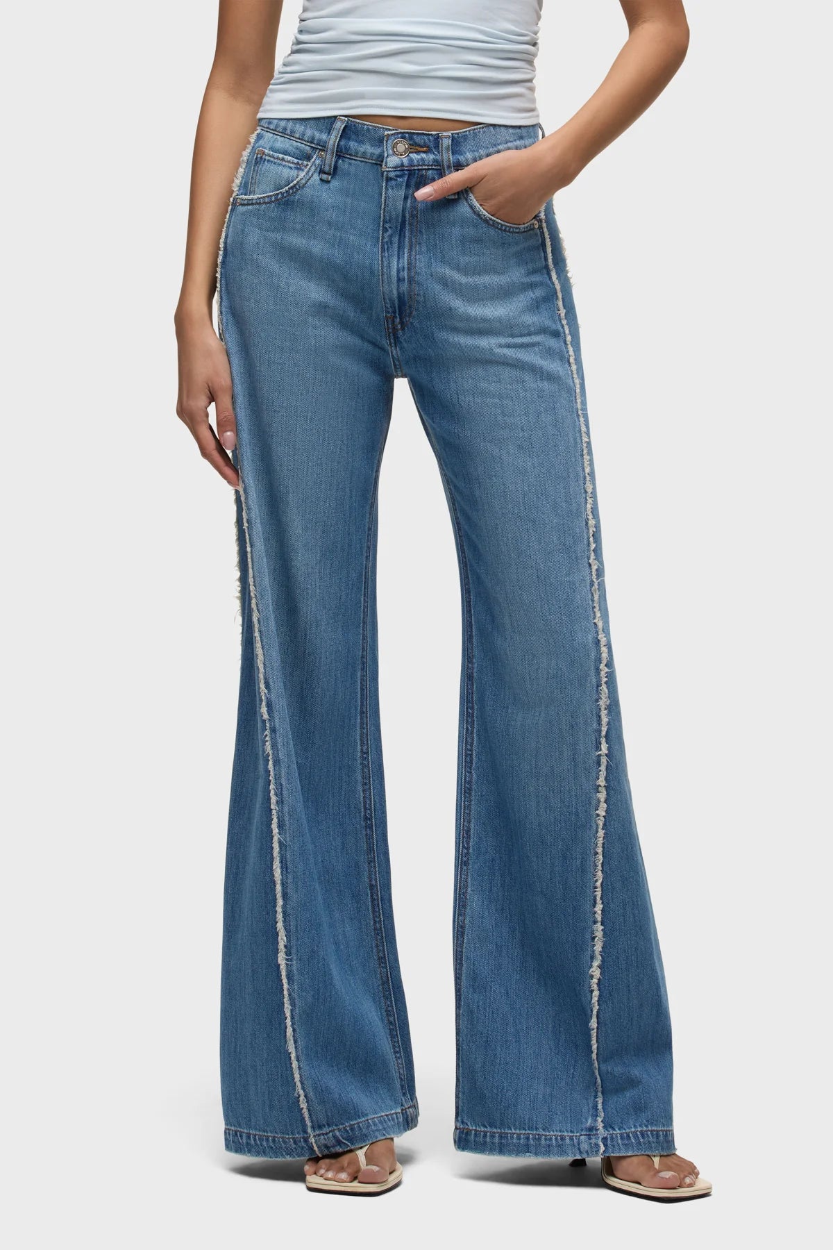 Jodie Loose Fit Wide Leg with Frayed Seams - Unravel