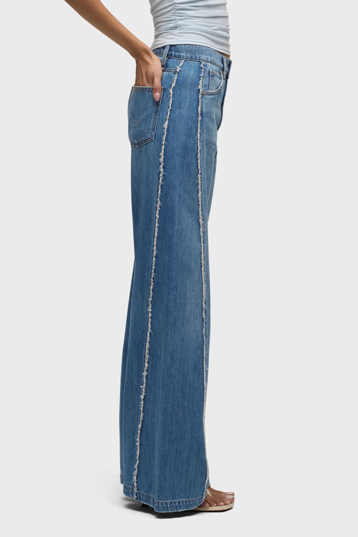 Jodie Loose Fit Wide Leg with Frayed Seams - Unravel
