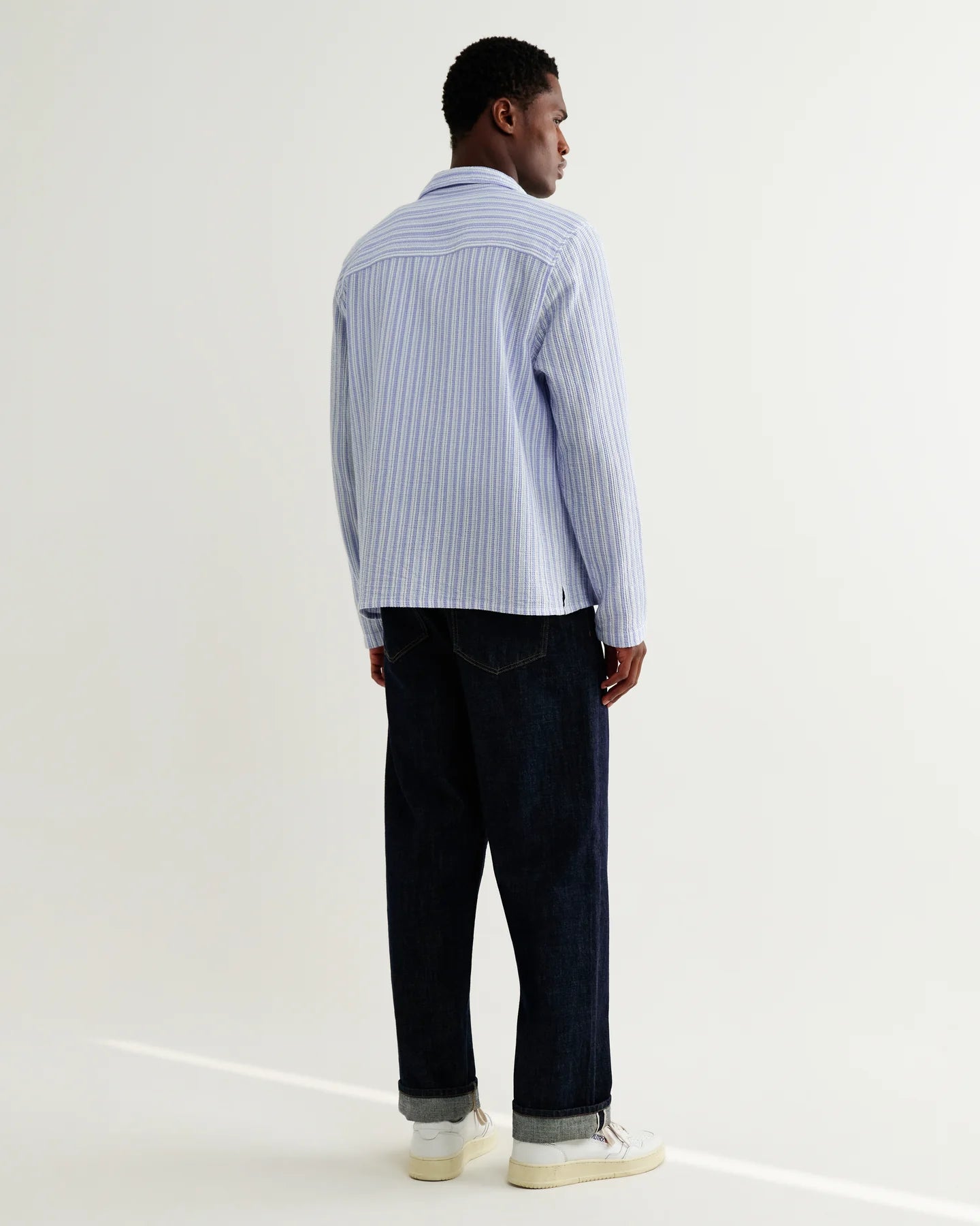 Corey - Bright Blue Cotton Twisted Stripe Shirt