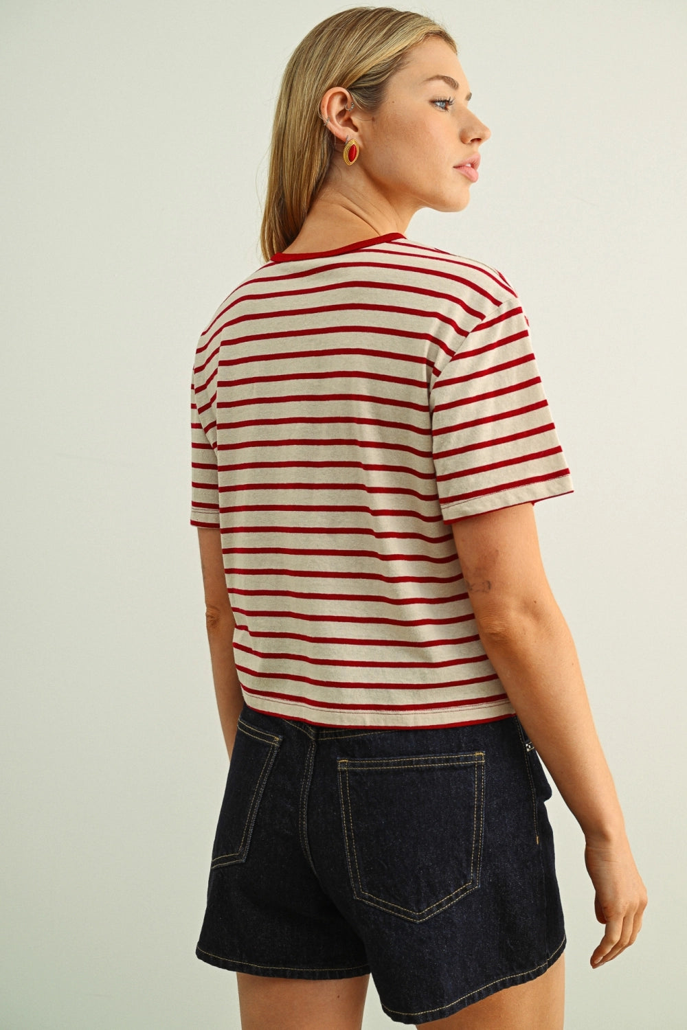 Striped Ringer Tee - Red