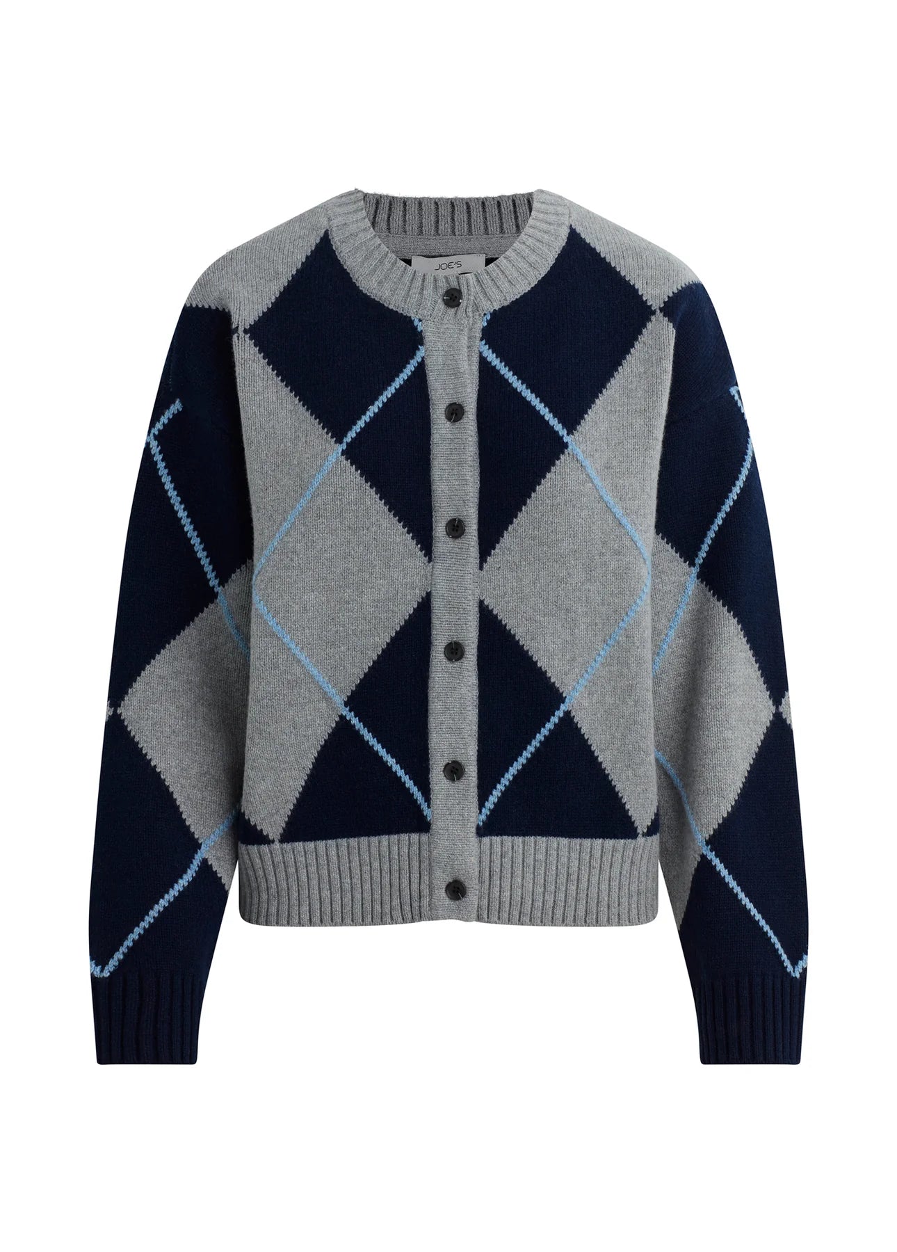 Relaxed Fit Cardigan - Blue Argyle