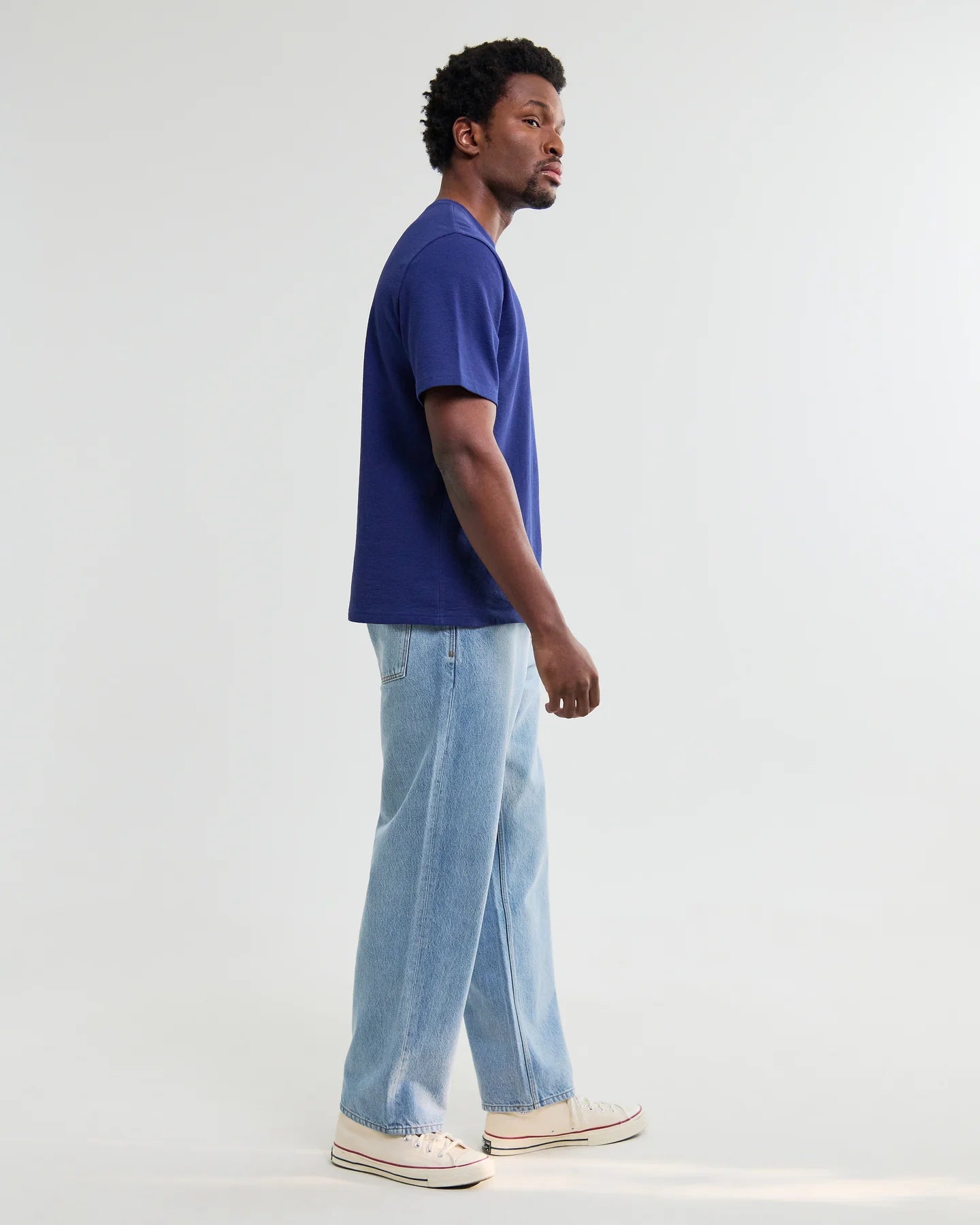 Dean Textured Organic Cotton T-Shirt - Cobalt