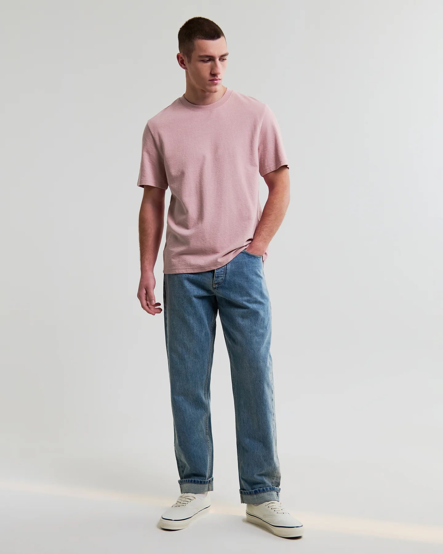 Dean Textured Organic Cotton T-Shirt - Dusty Pink