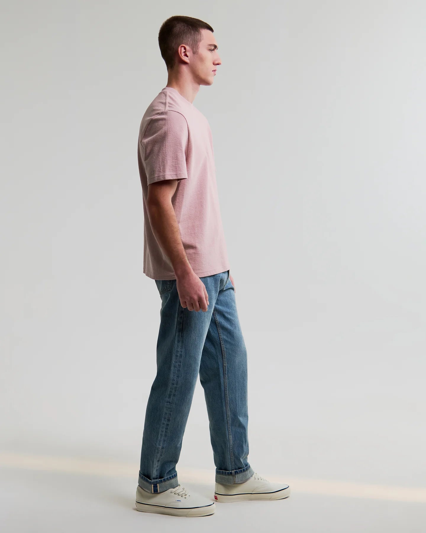 Dean Textured Organic Cotton T-Shirt - Dusty Pink