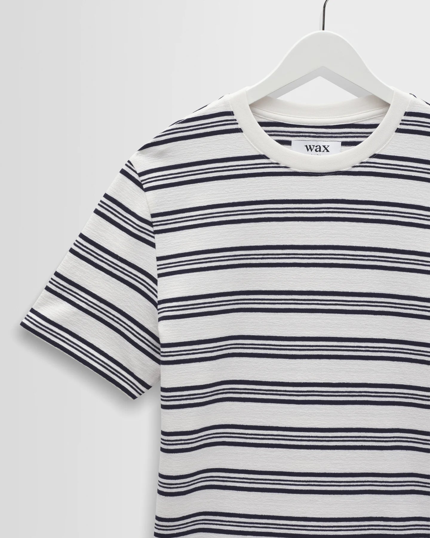 Dean Striped Textured Organic Cotton T-Shirt - Ecru and Navy