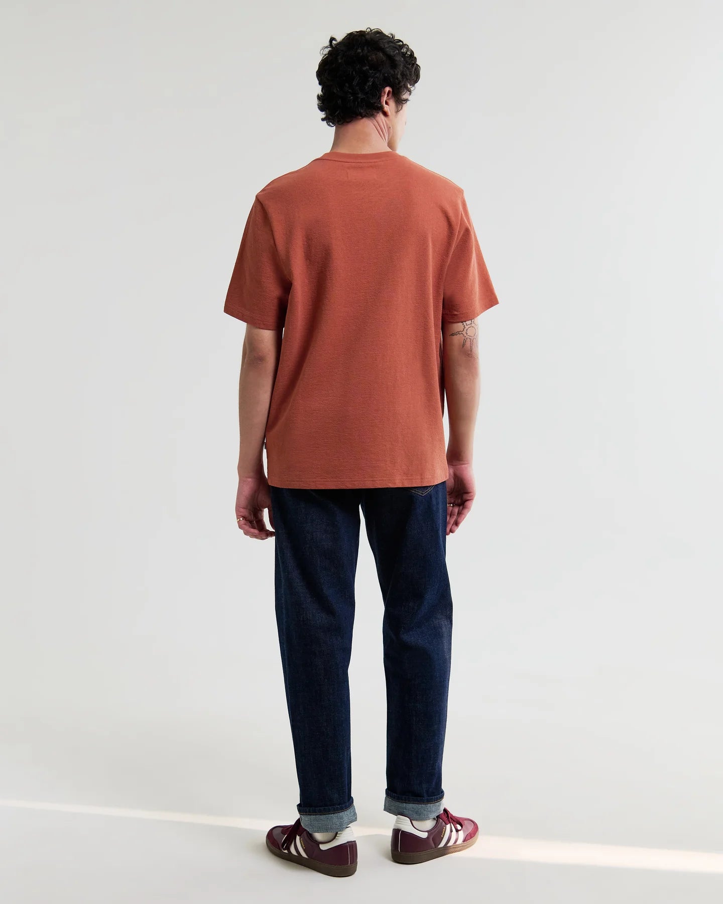 Dean Textured Organic Cotton T-Shirt - Rust