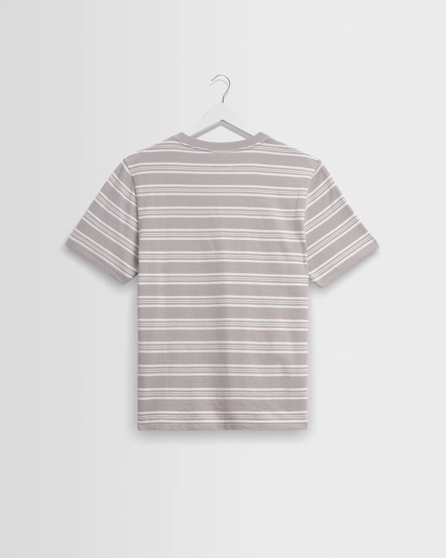Dean - Taupe And Ecru Textured Stripe Organic Cotton T-Shirt