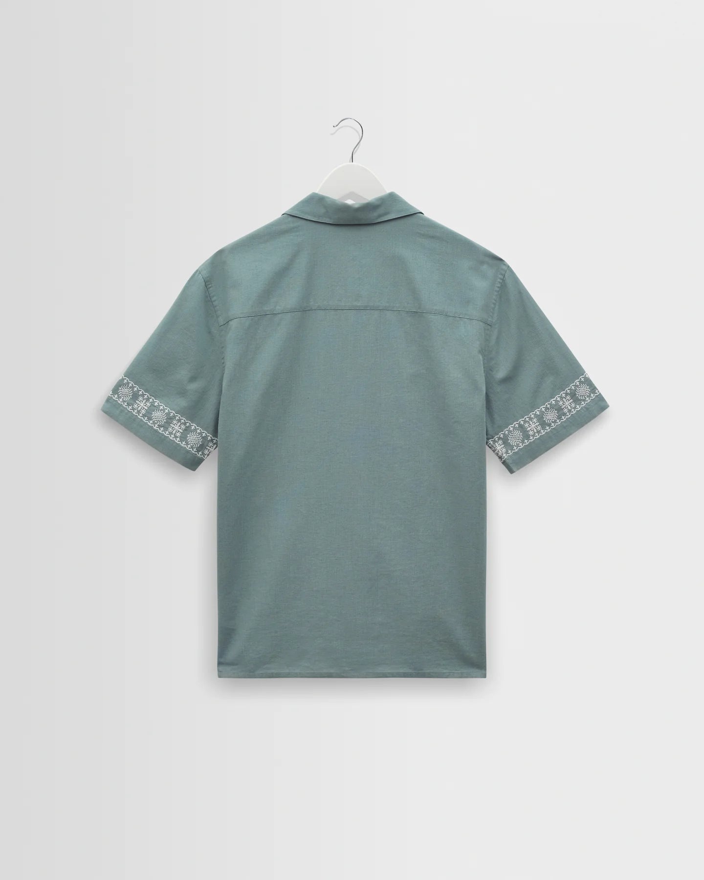 Didcot Embroidered Short-Sleeve Shirt - Sea Green and Ecru
