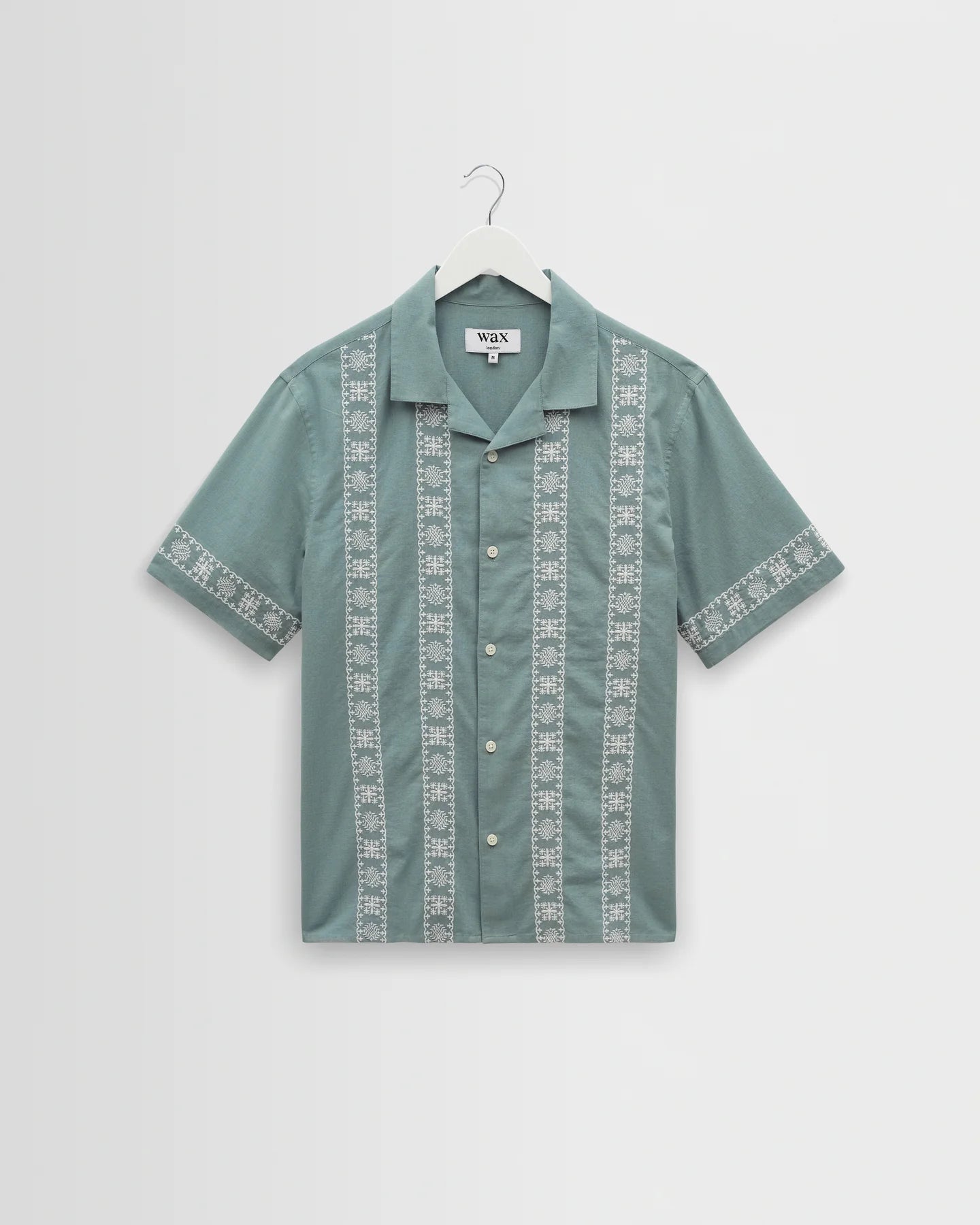Didcot Embroidered Short-Sleeve Shirt - Sea Green and Ecru