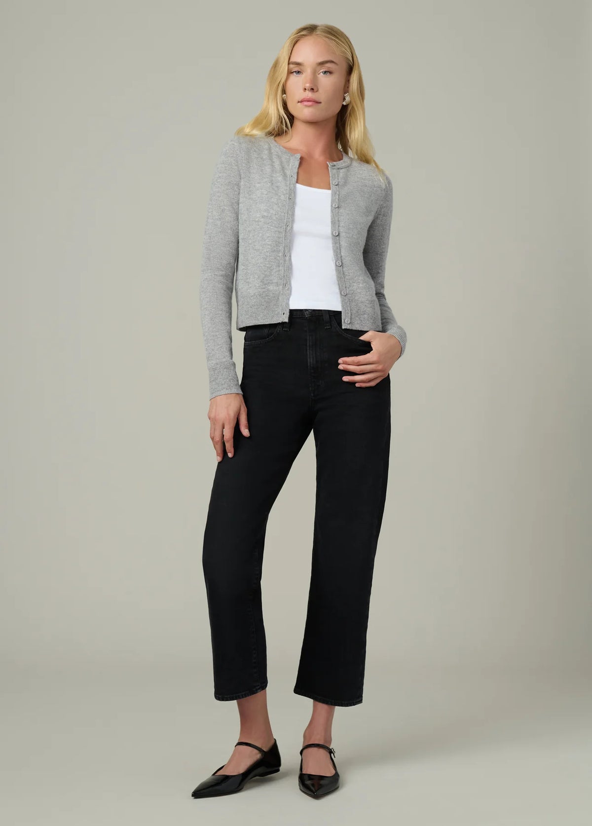 The Dani Cashmere Cardigan - Heather Grey