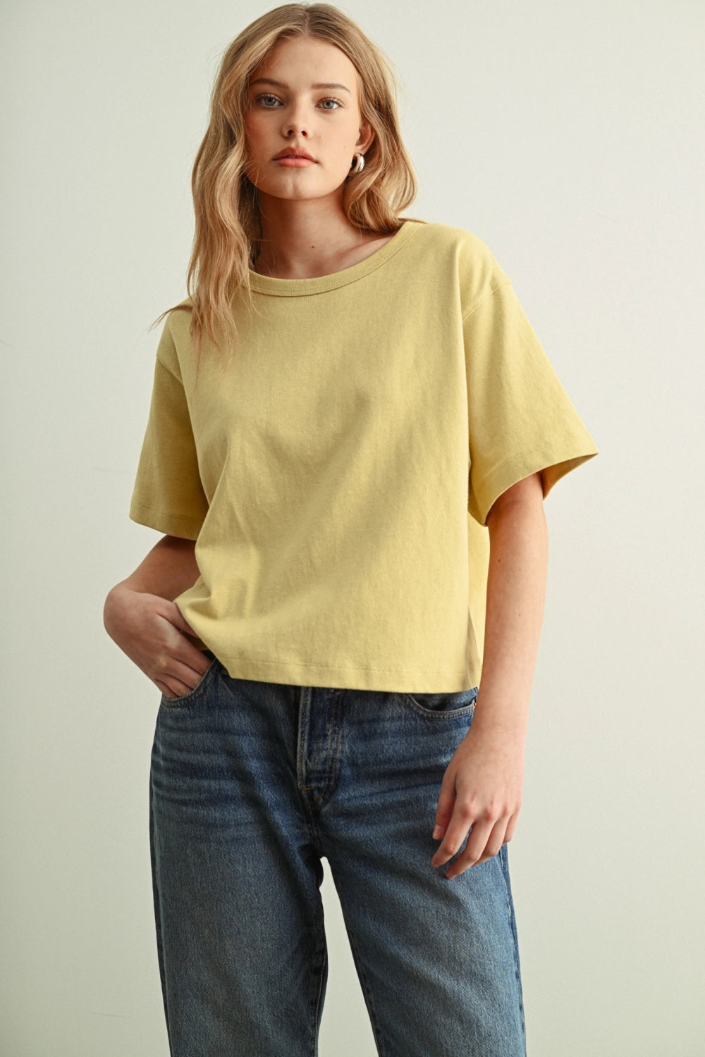 Boxy Linen Tee - Lemon