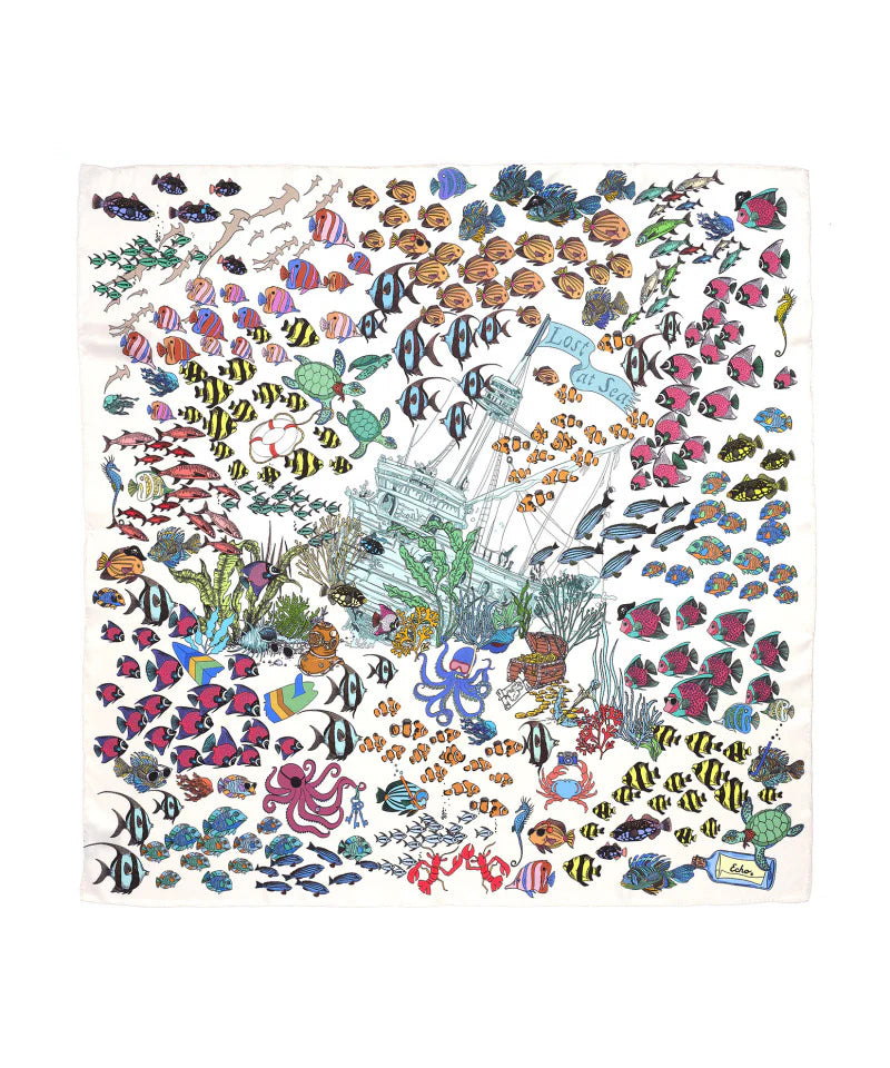 Lost At Sea 35" Silk Square Scarf - Multi