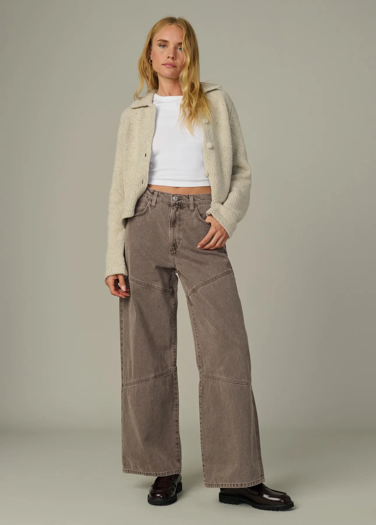 The Harlowe Seamed Jeans - Tiramisu